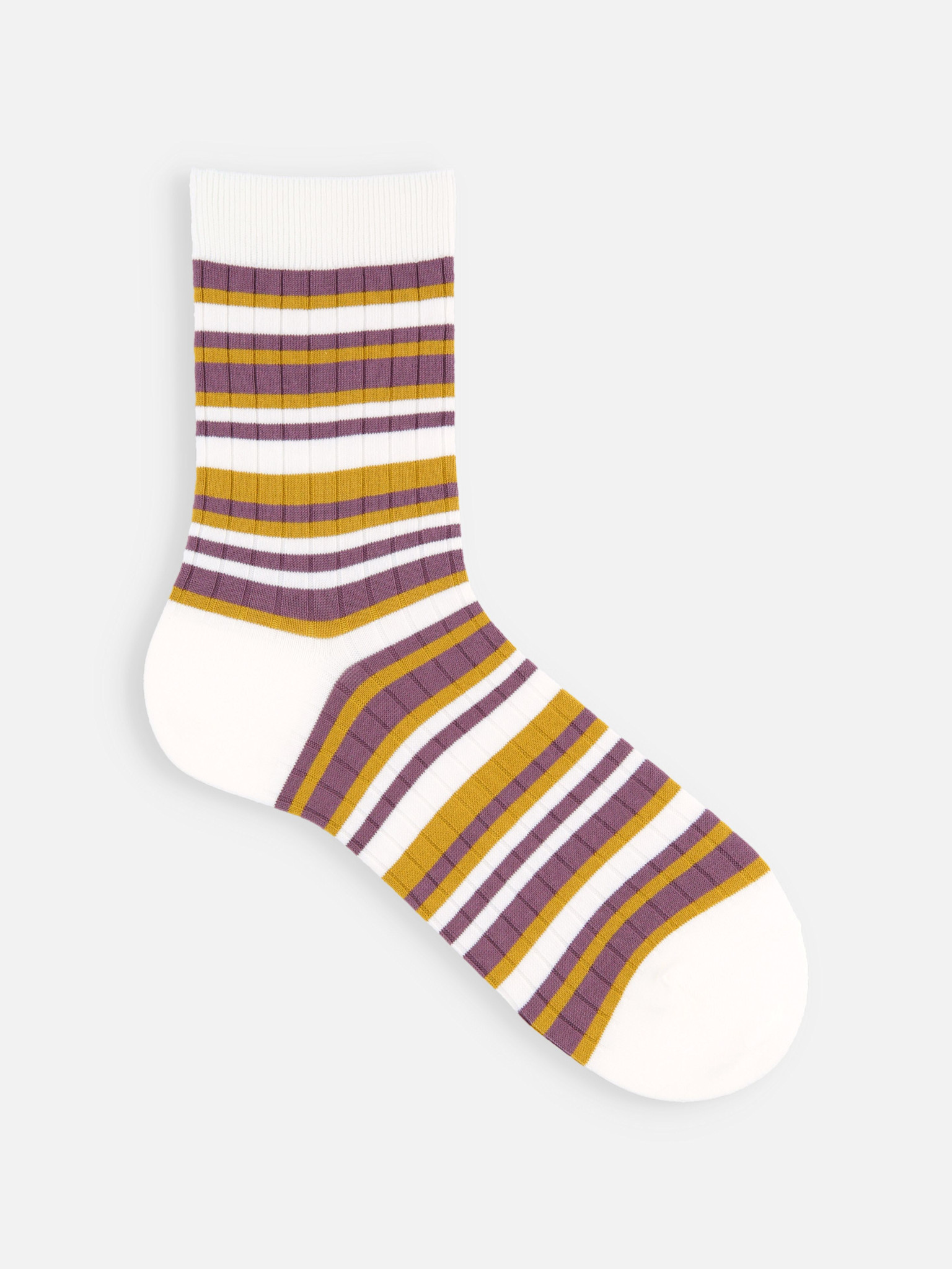 Multi Stripe Rib Crew Socks M