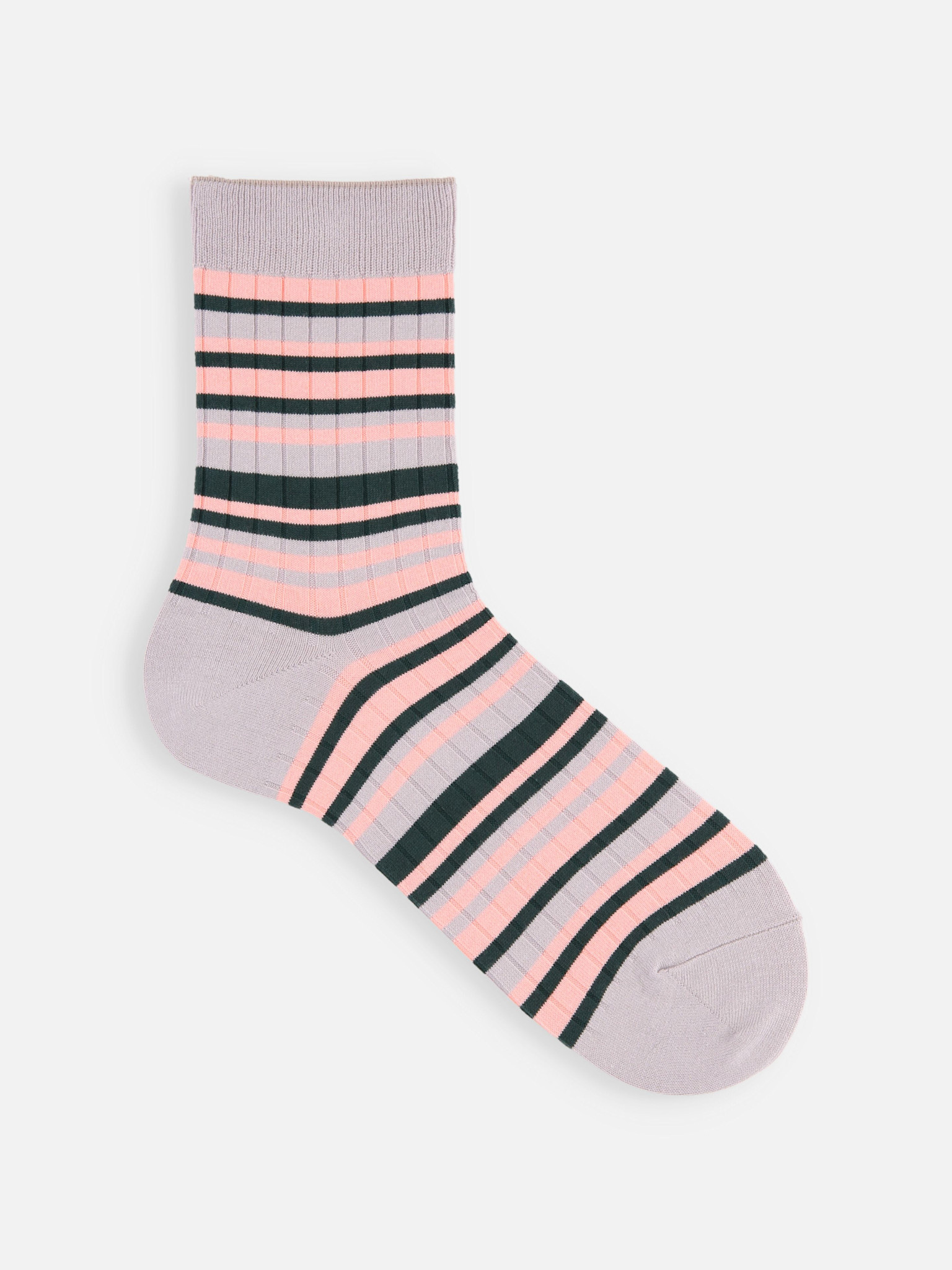 Multi Stripe Rib Crew Socks M