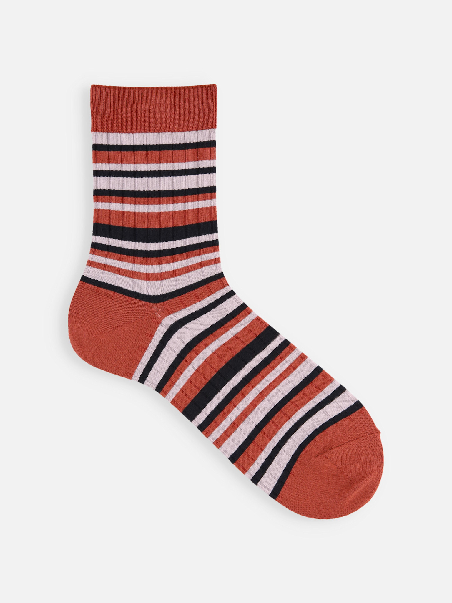 Multi Stripe Rib Crew Socks M