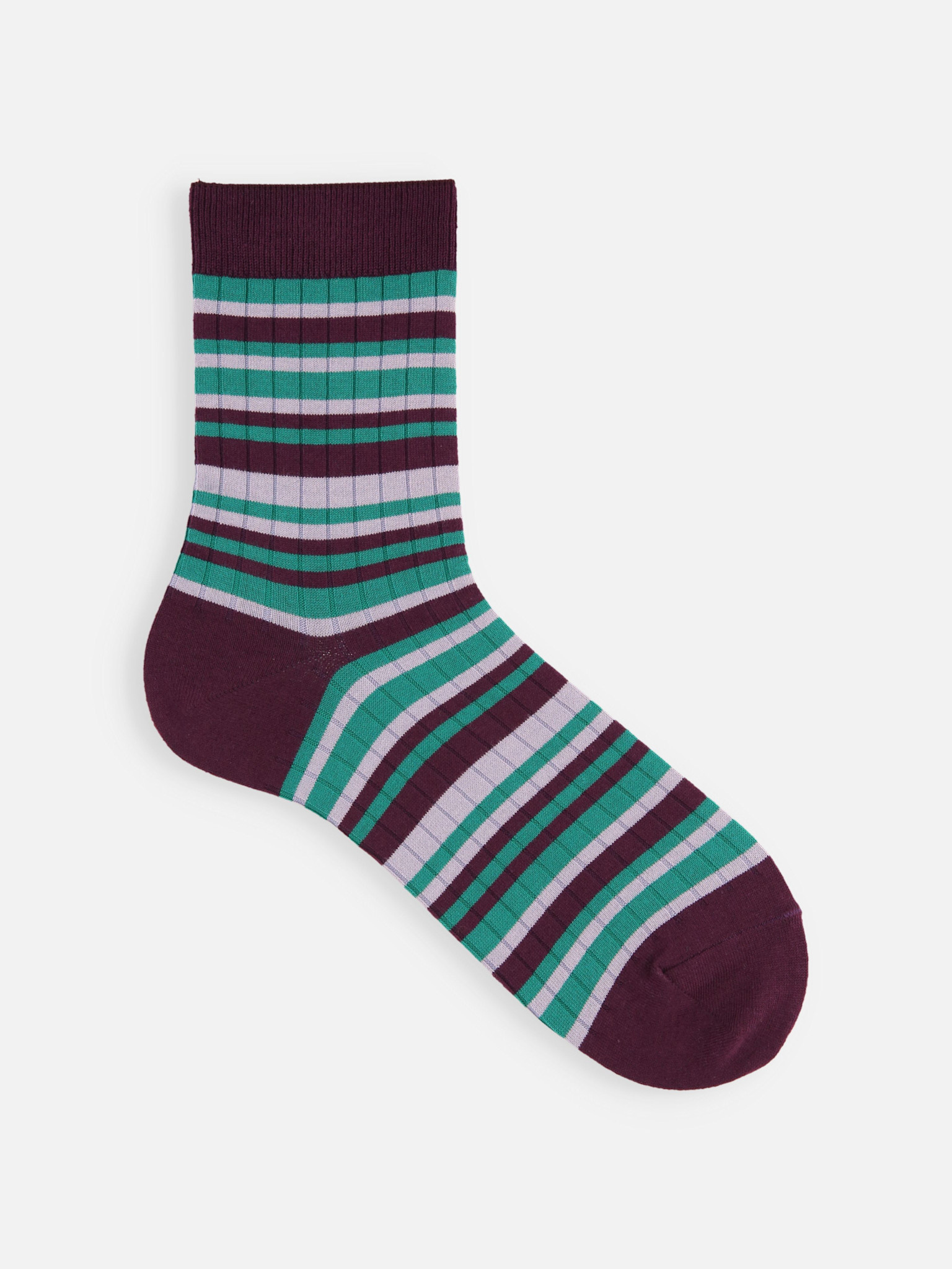 Multi Stripe Rib Crew Socks M
