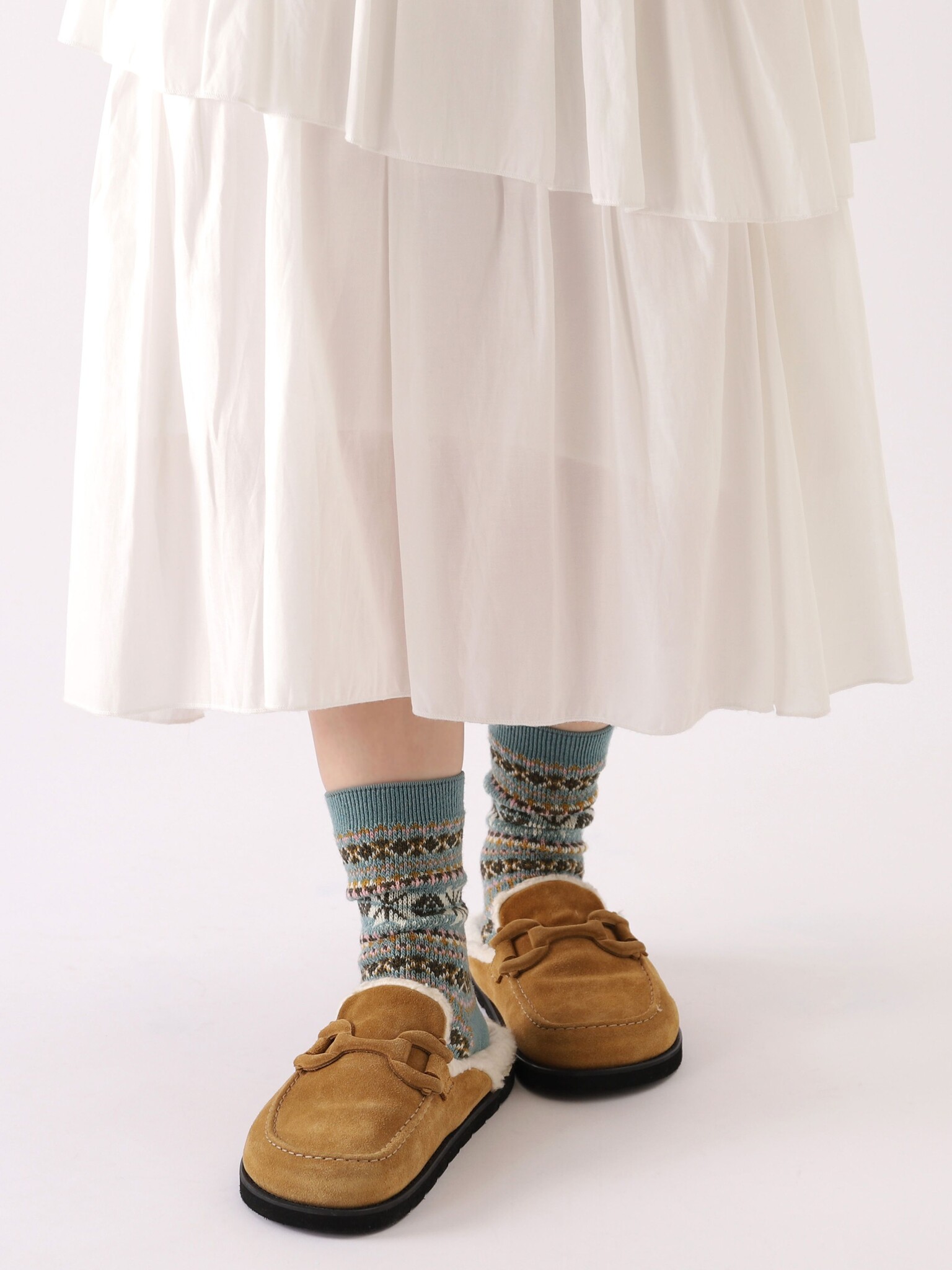 Lammwolle Schneeflocken-Socken (niedrige Crew-Socken)