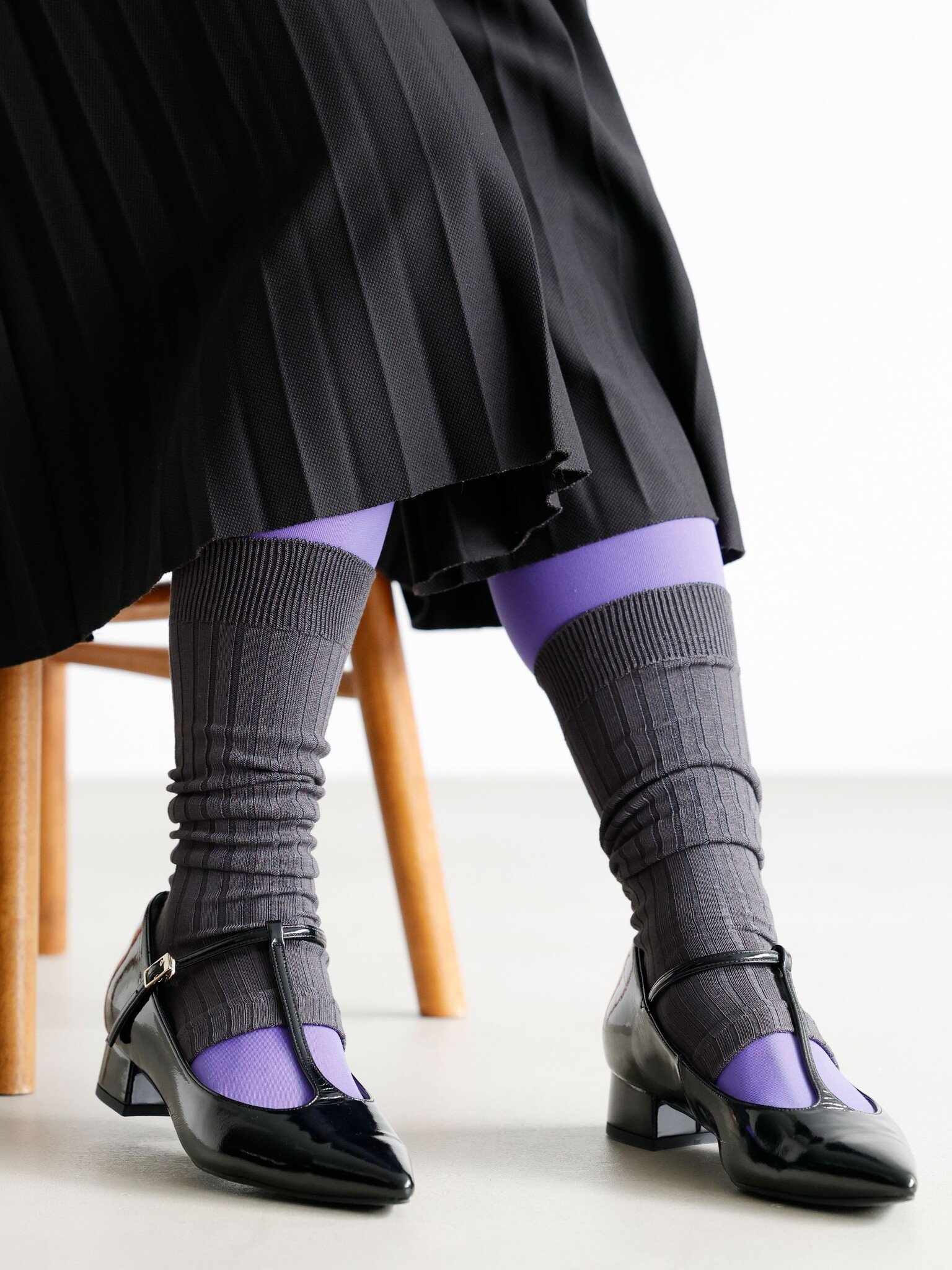 Teenloze geribbelde hoge sokken