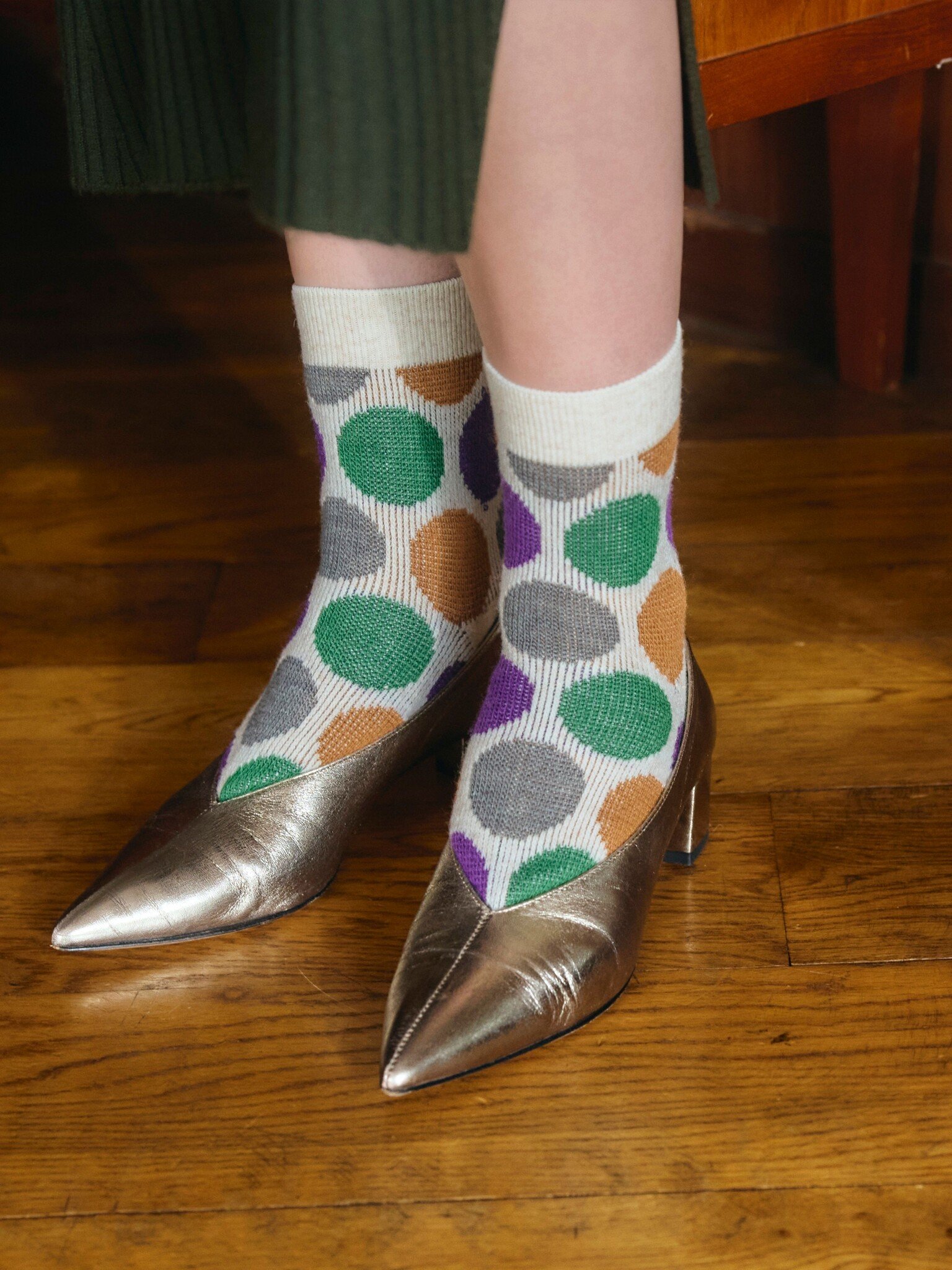 Kleurrijke muntstippen jacquard lage sokken