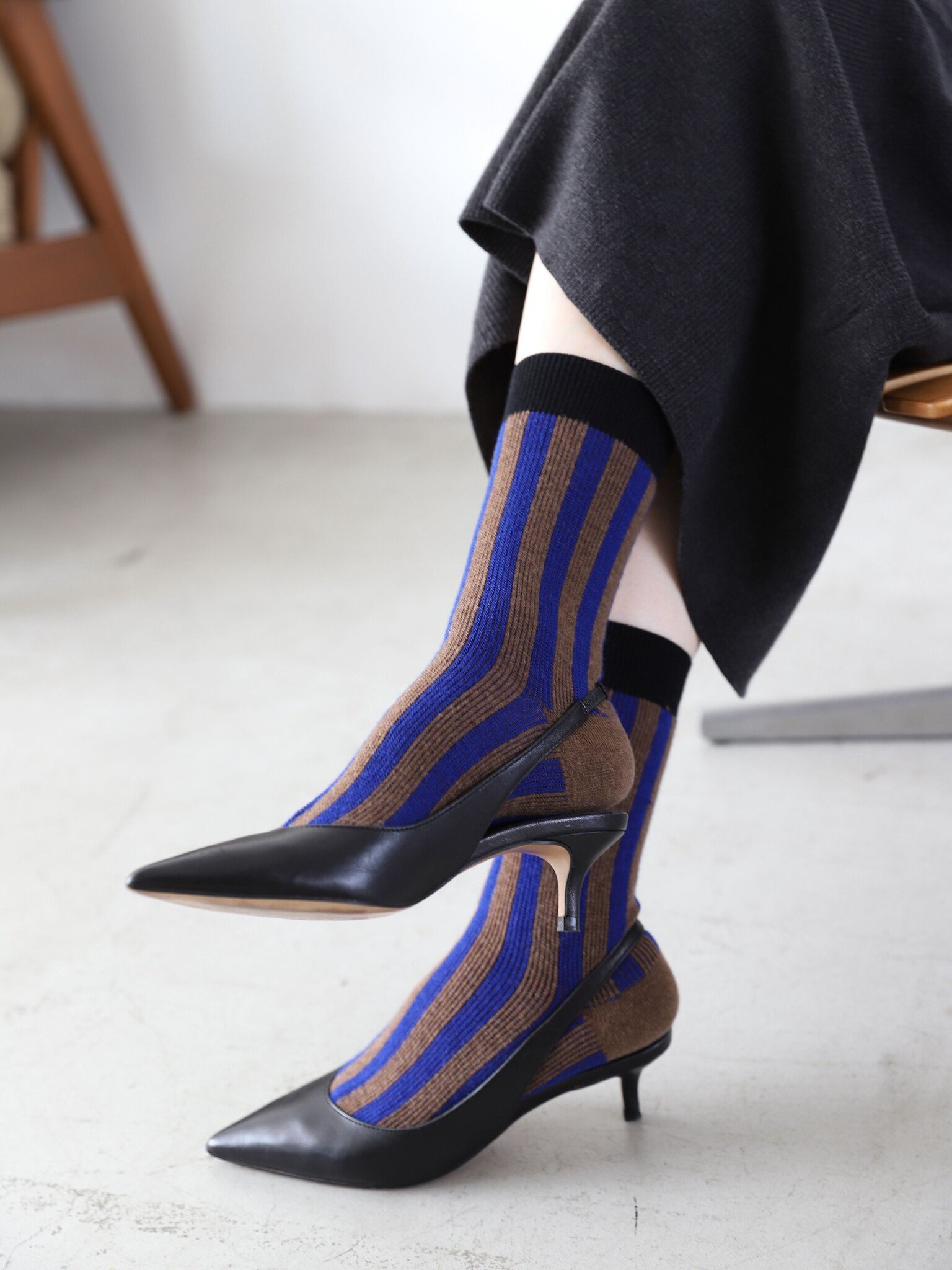 Kleurrijke brede jacquardsokken met strepen