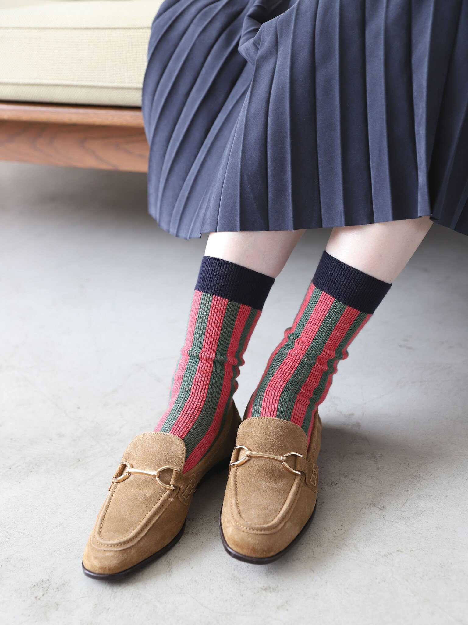 Kleurrijke brede jacquardsokken met strepen