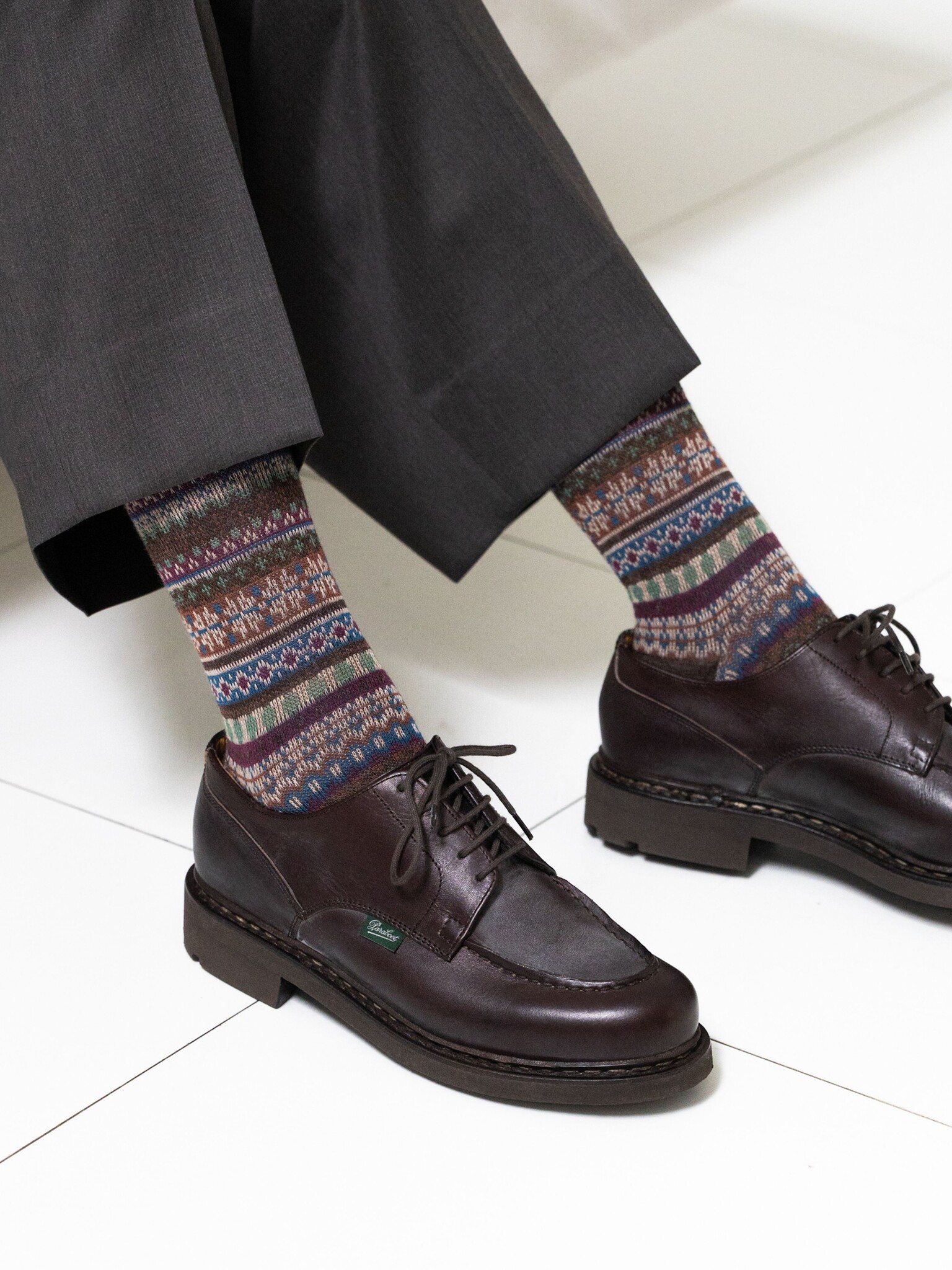 Fair Isle jacquard gestreepte halfhoge sokken