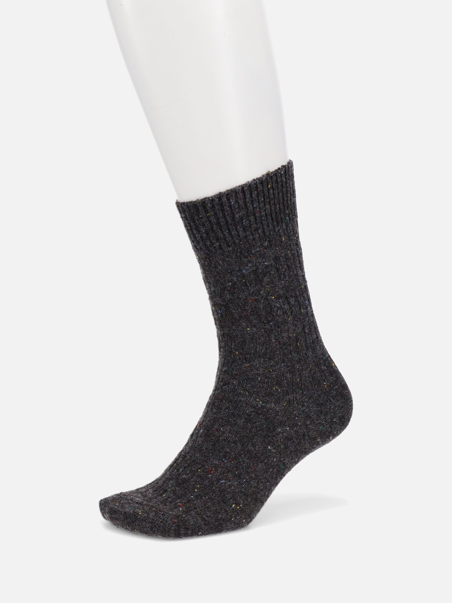 Kabelgebreide sokken van wolmix met stippen