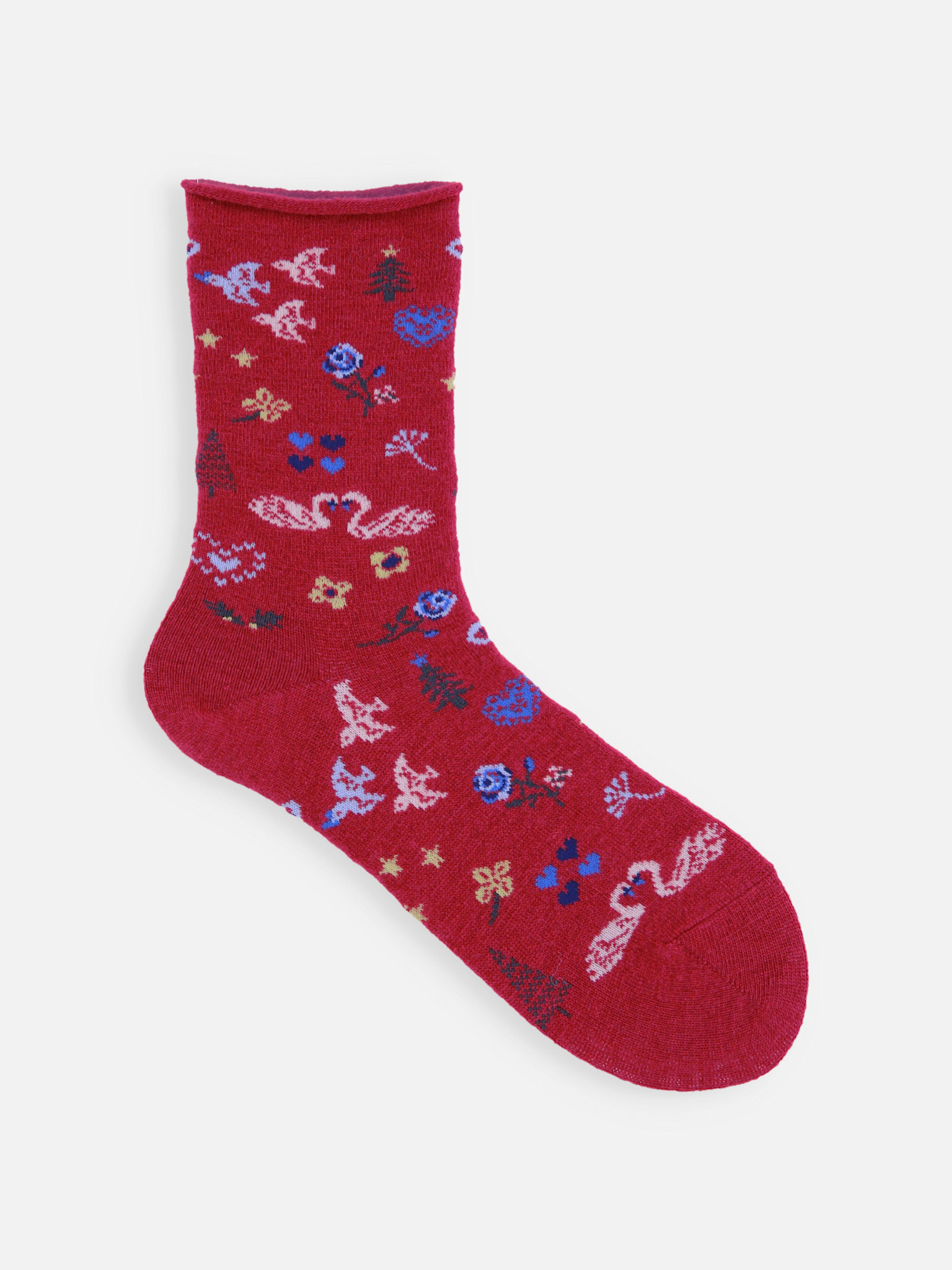 Lambswool Blend Nordic Design Crew Socks