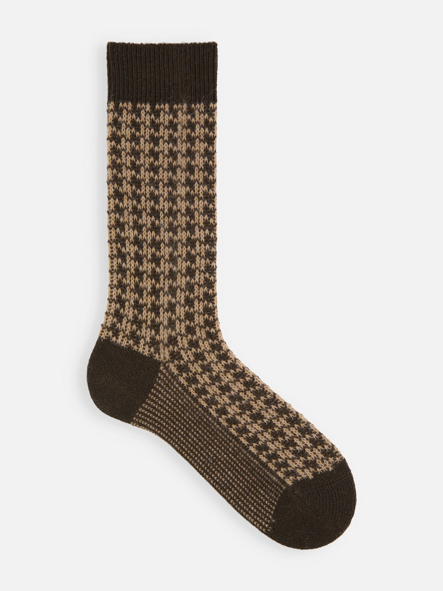 Wool/Alpaga Houndstooth Crew Socks