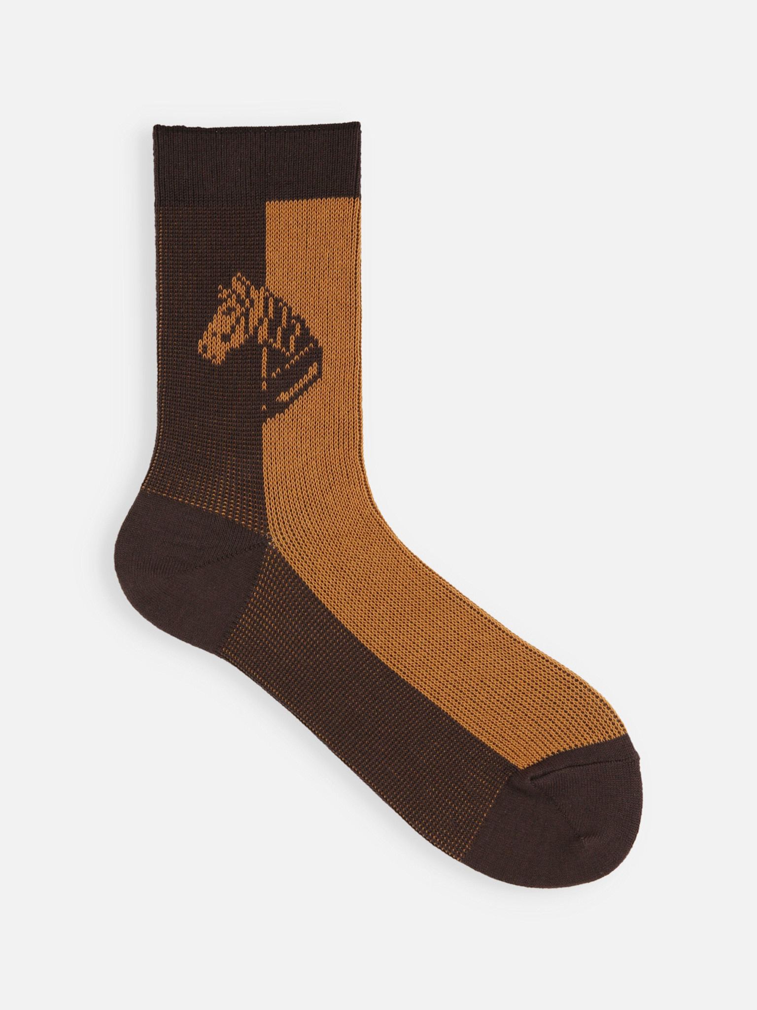 Meias até o joelho com estampa equestre bicolor, tamanho P