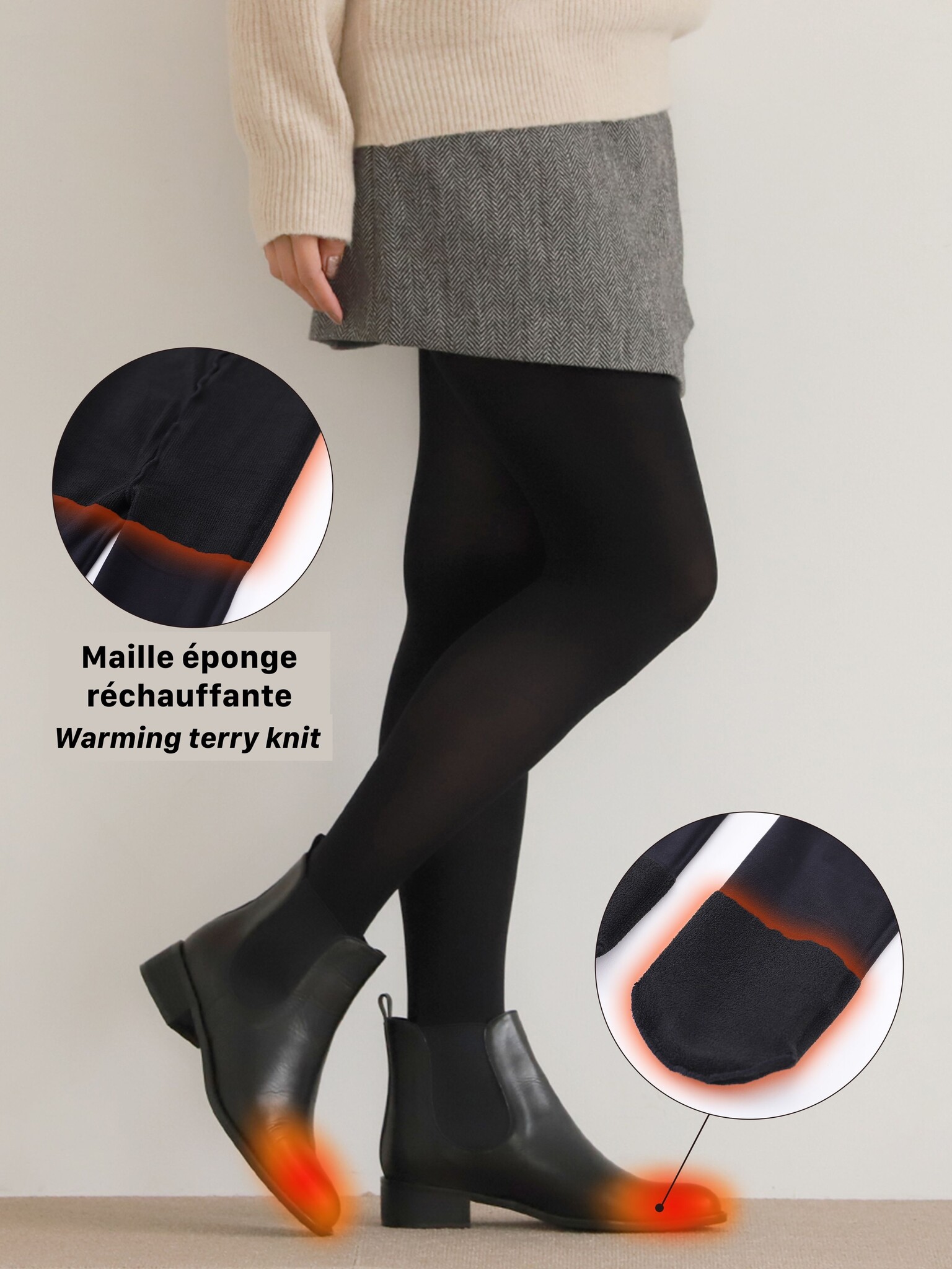 Collant à bouts chauffants 80D
