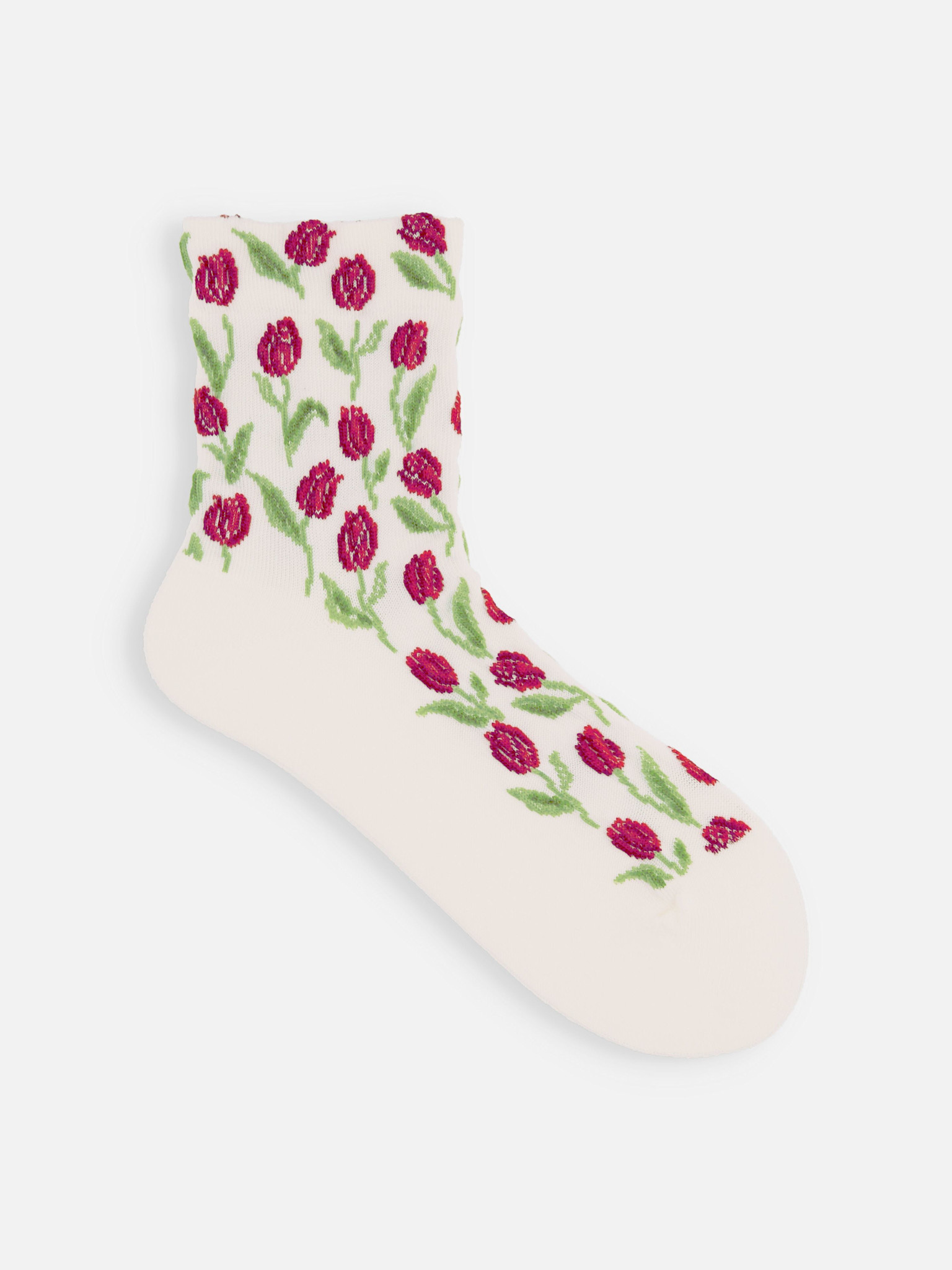 meias de tornozelo com estampa de tulipas