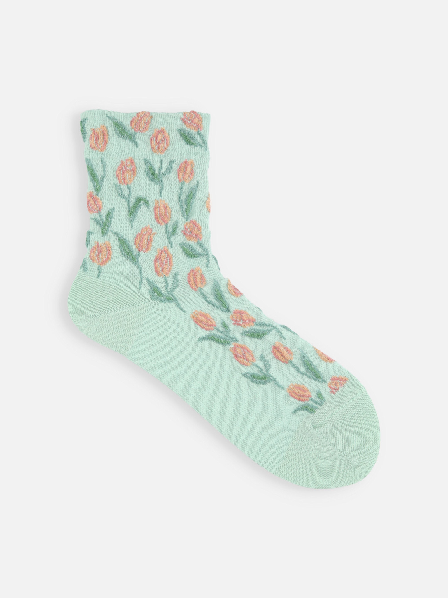 meias de tornozelo com estampa de tulipas