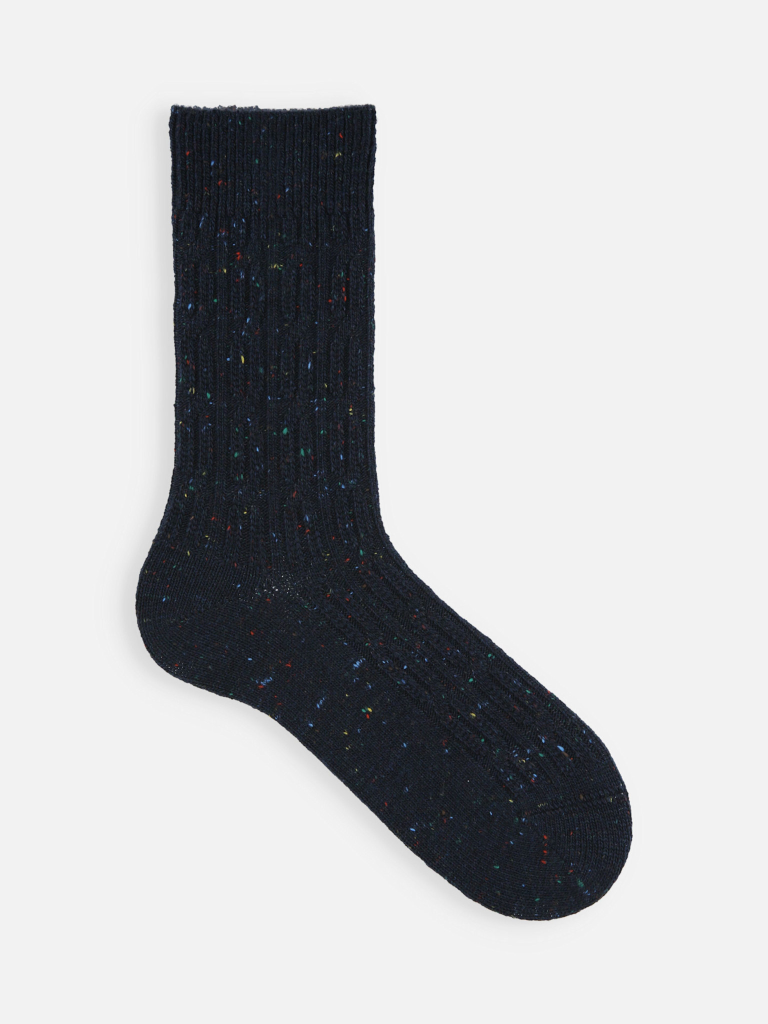 Wool Blend Cable Knit Flecked Socks