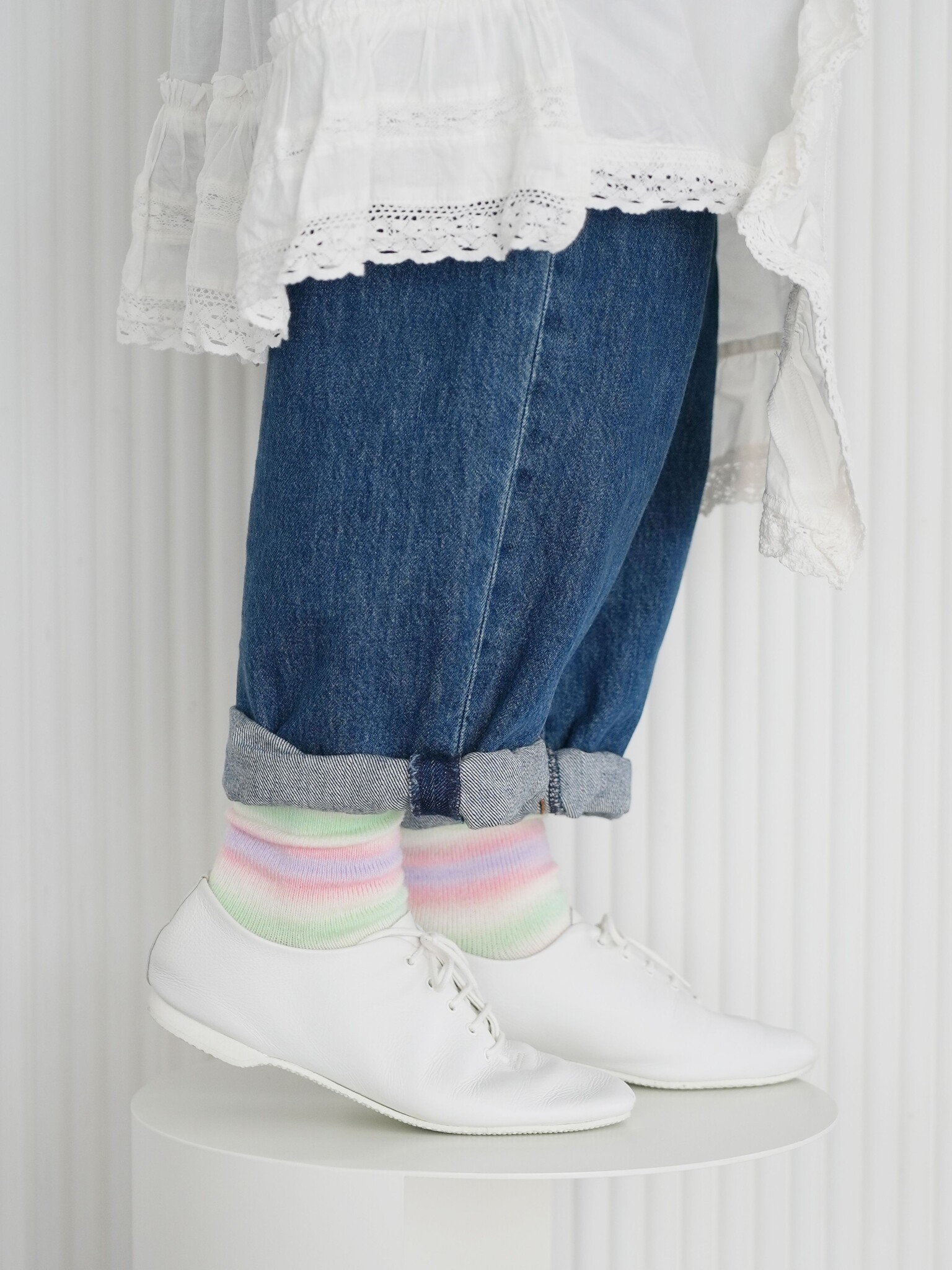 Crew-Socken aus Wollmischung mit Farbverlauf und Streifen