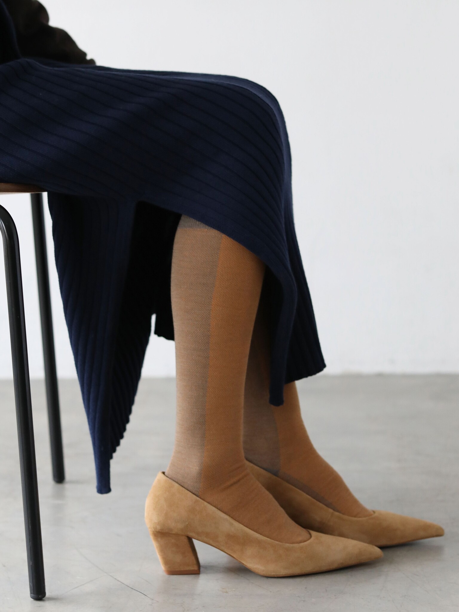 Calzino alto in tweed di lana/cotone bicolore