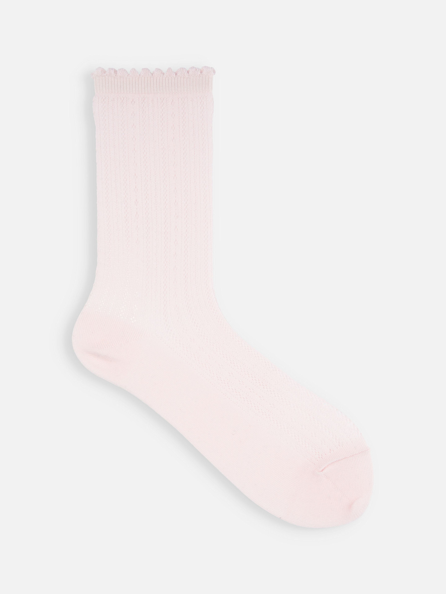 Meias até o joelho com padrão de renda e acabamento picot