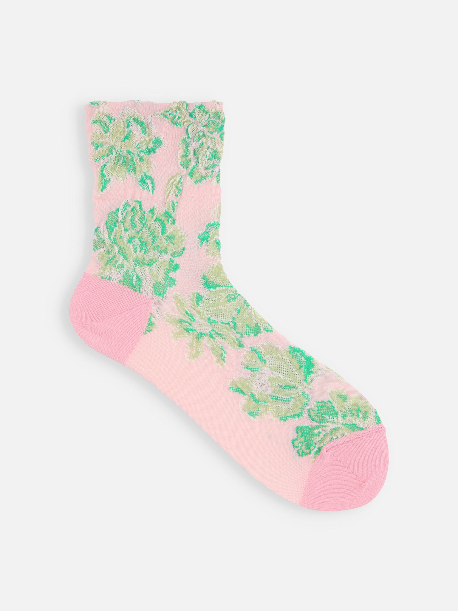Meias com estampa floral em relevo