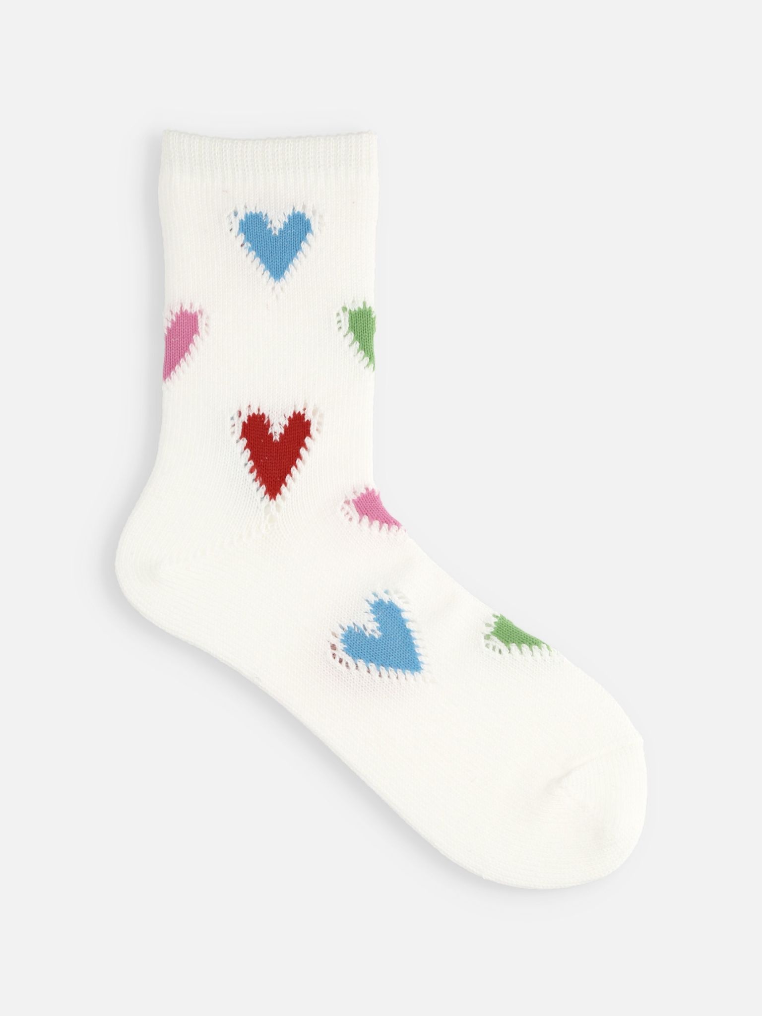 Mi-chaussette points cœurs colorés