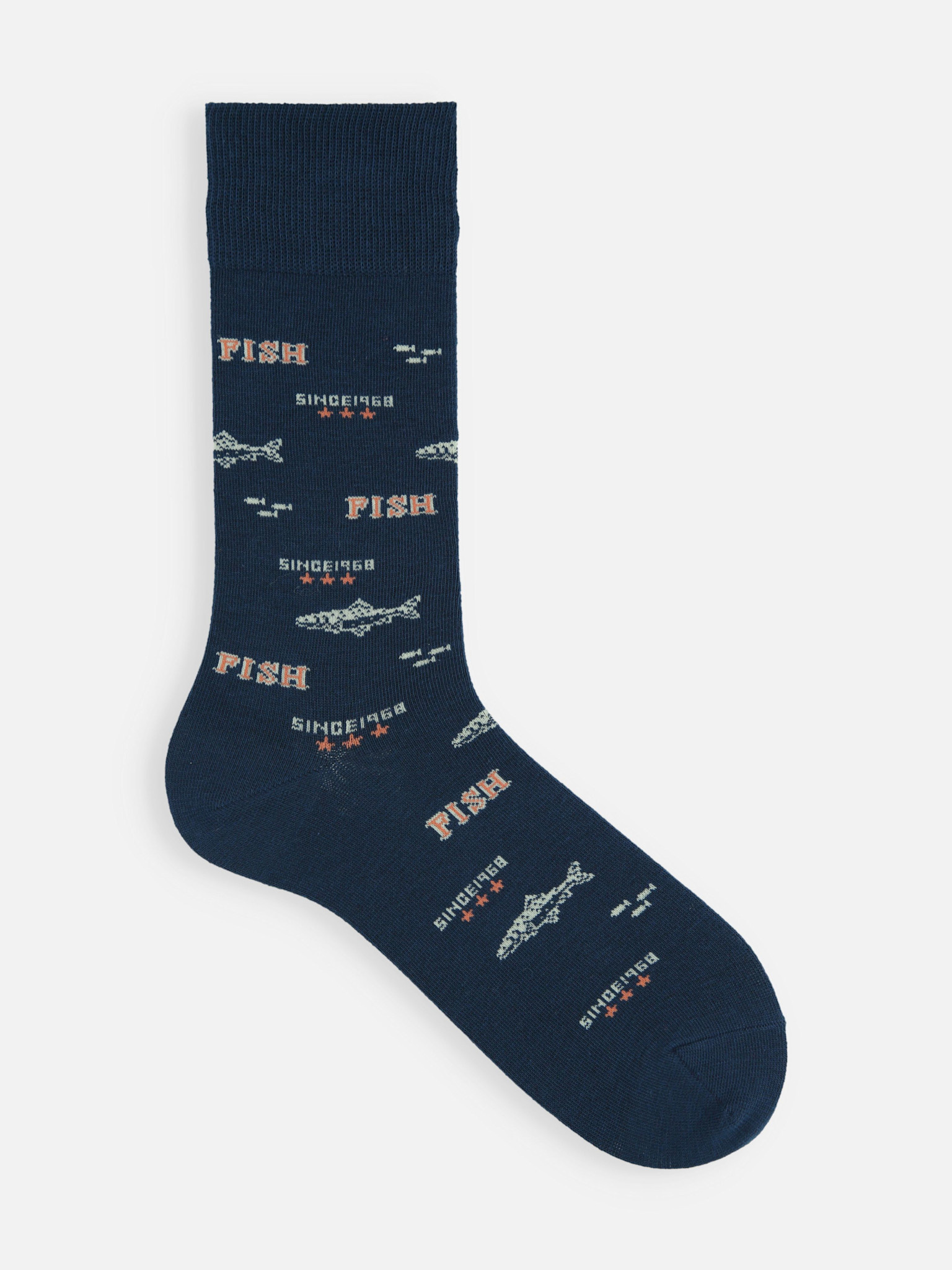 Calcetines hasta la rodilla con estampado retro de peces