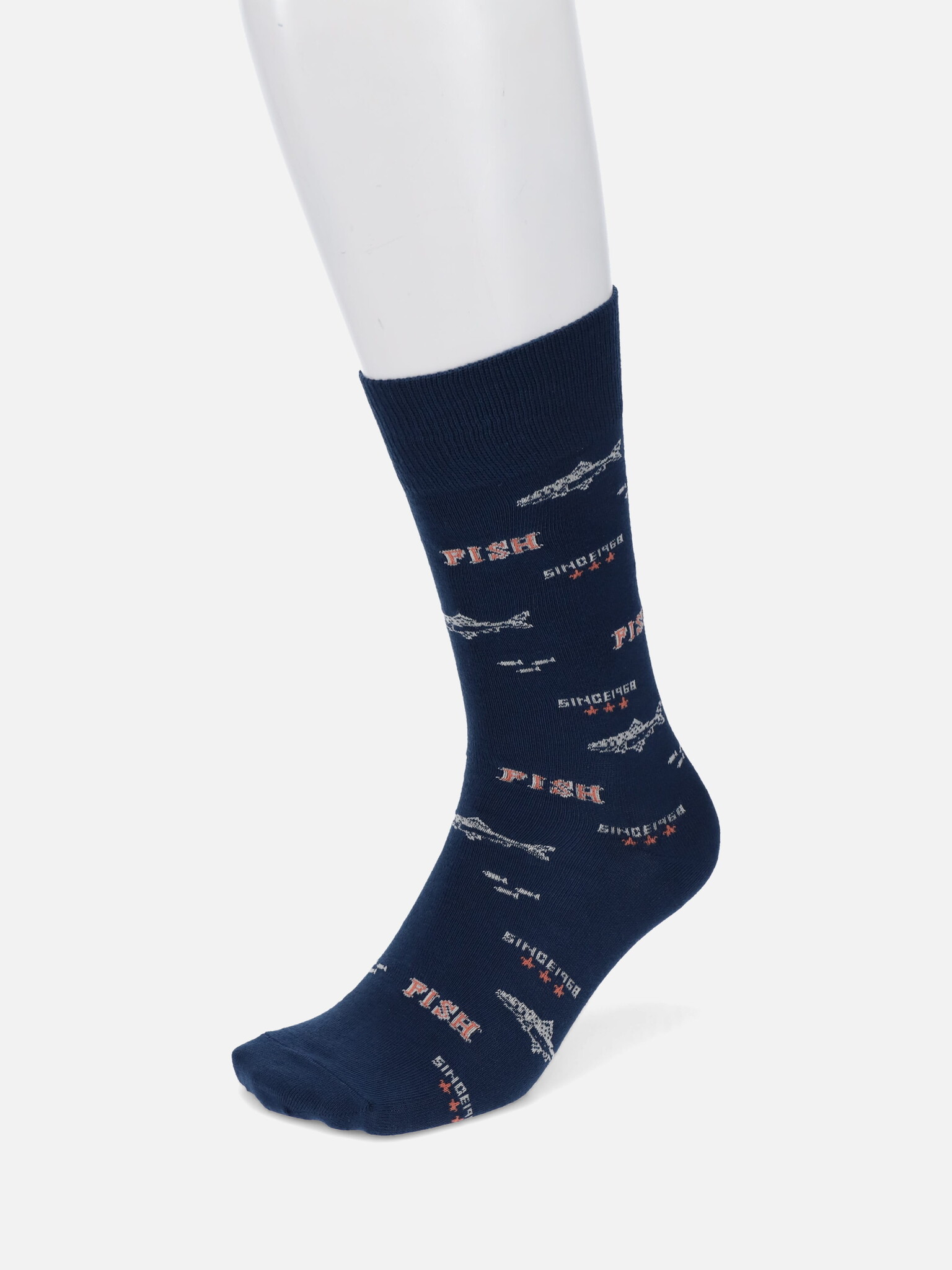 Calcetines hasta la rodilla con estampado retro de peces