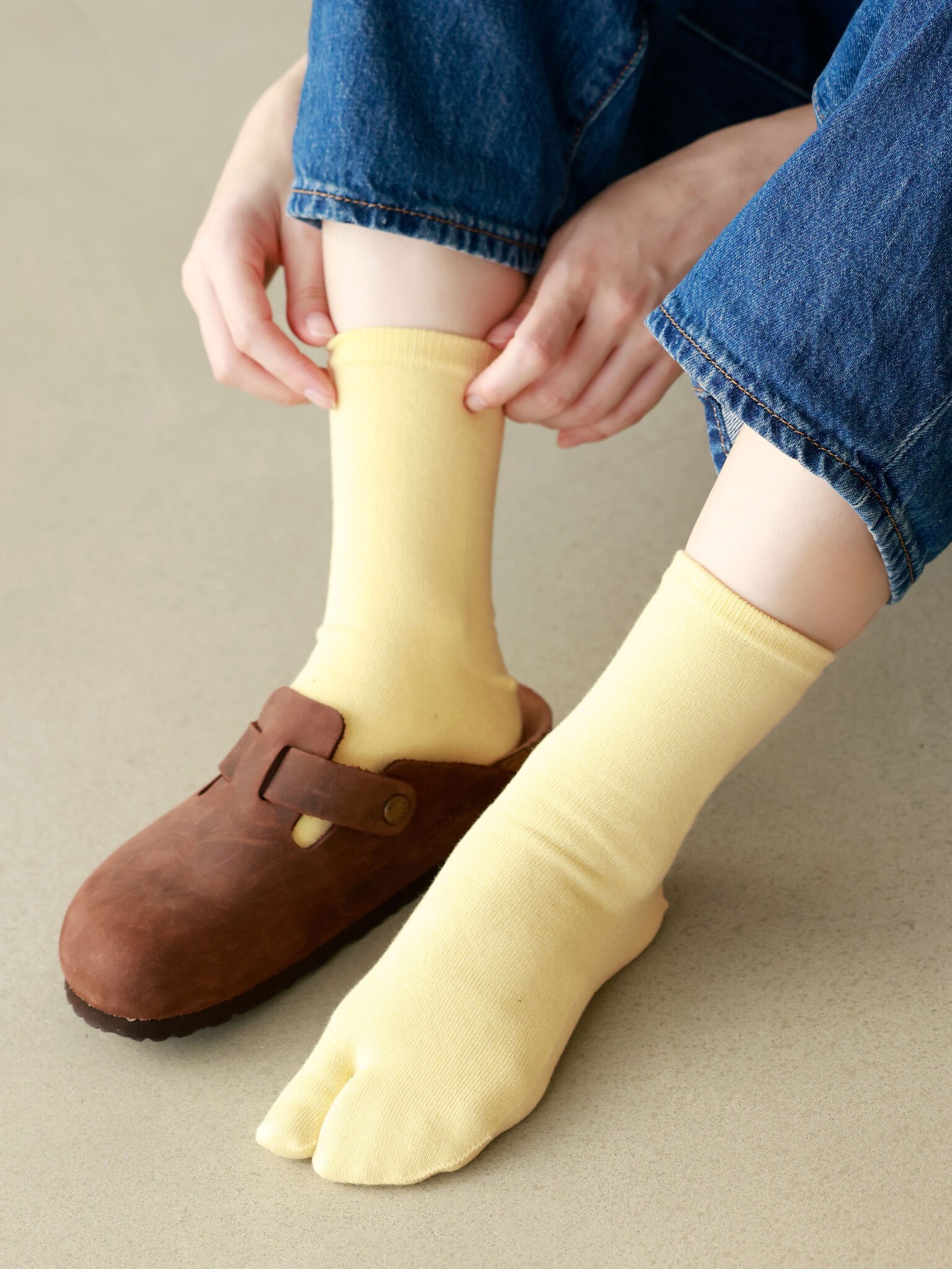 Socquette Tabi unie en coton