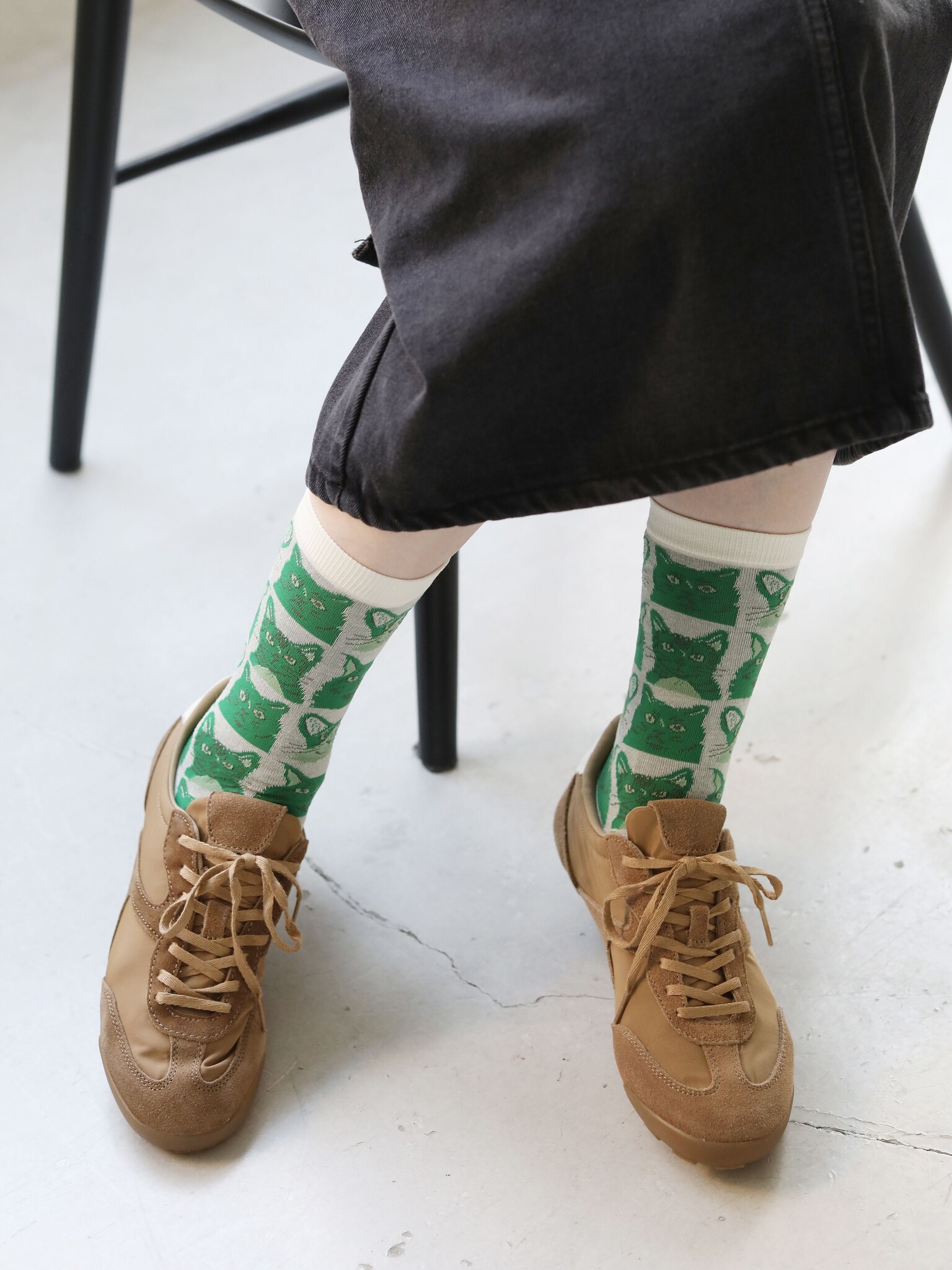 Calcetines hasta la rodilla con estampado de gato manga, talla S