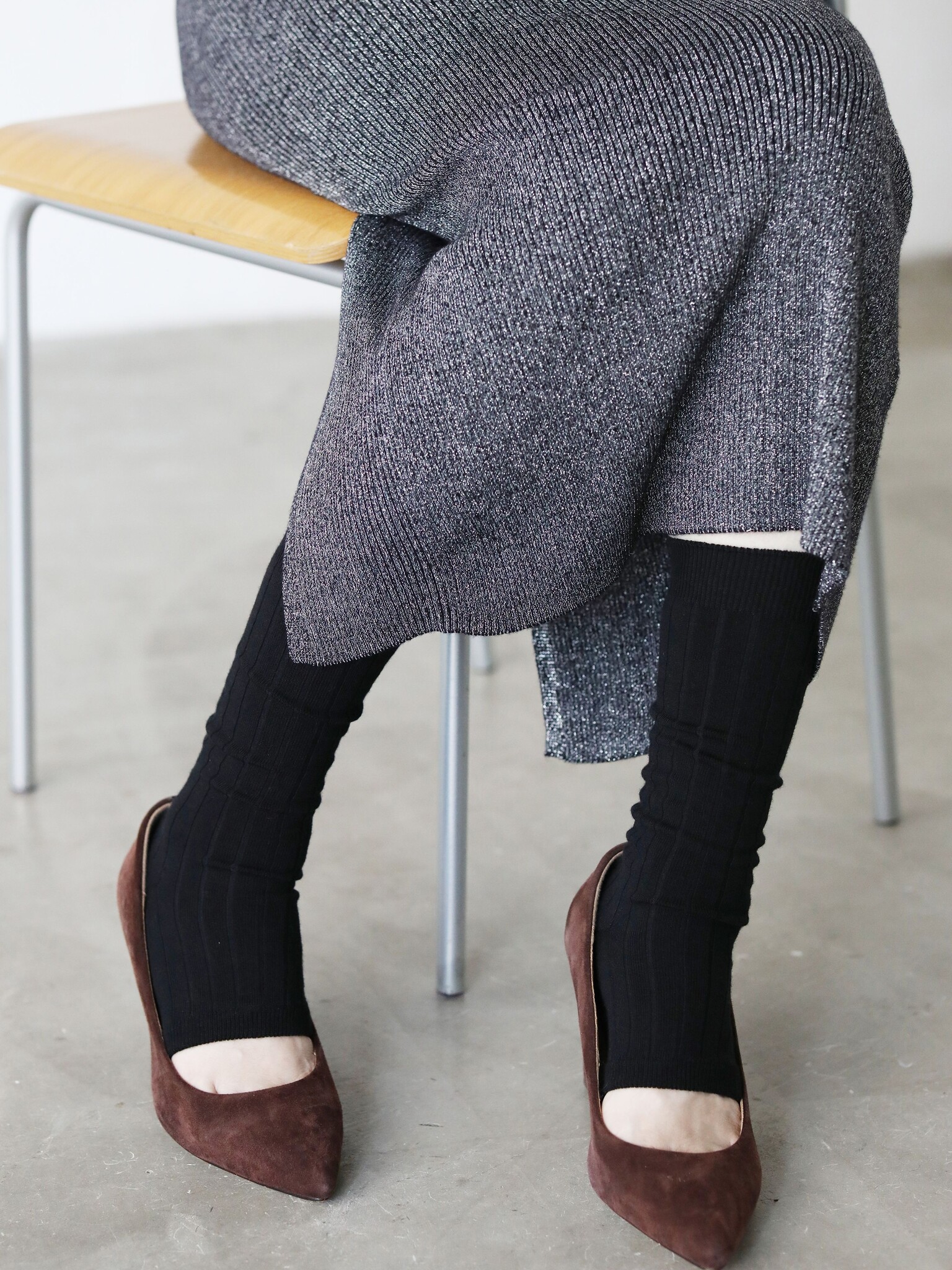 Calzini lunghi fino al ginocchio con punta a coste in Merino Super 120