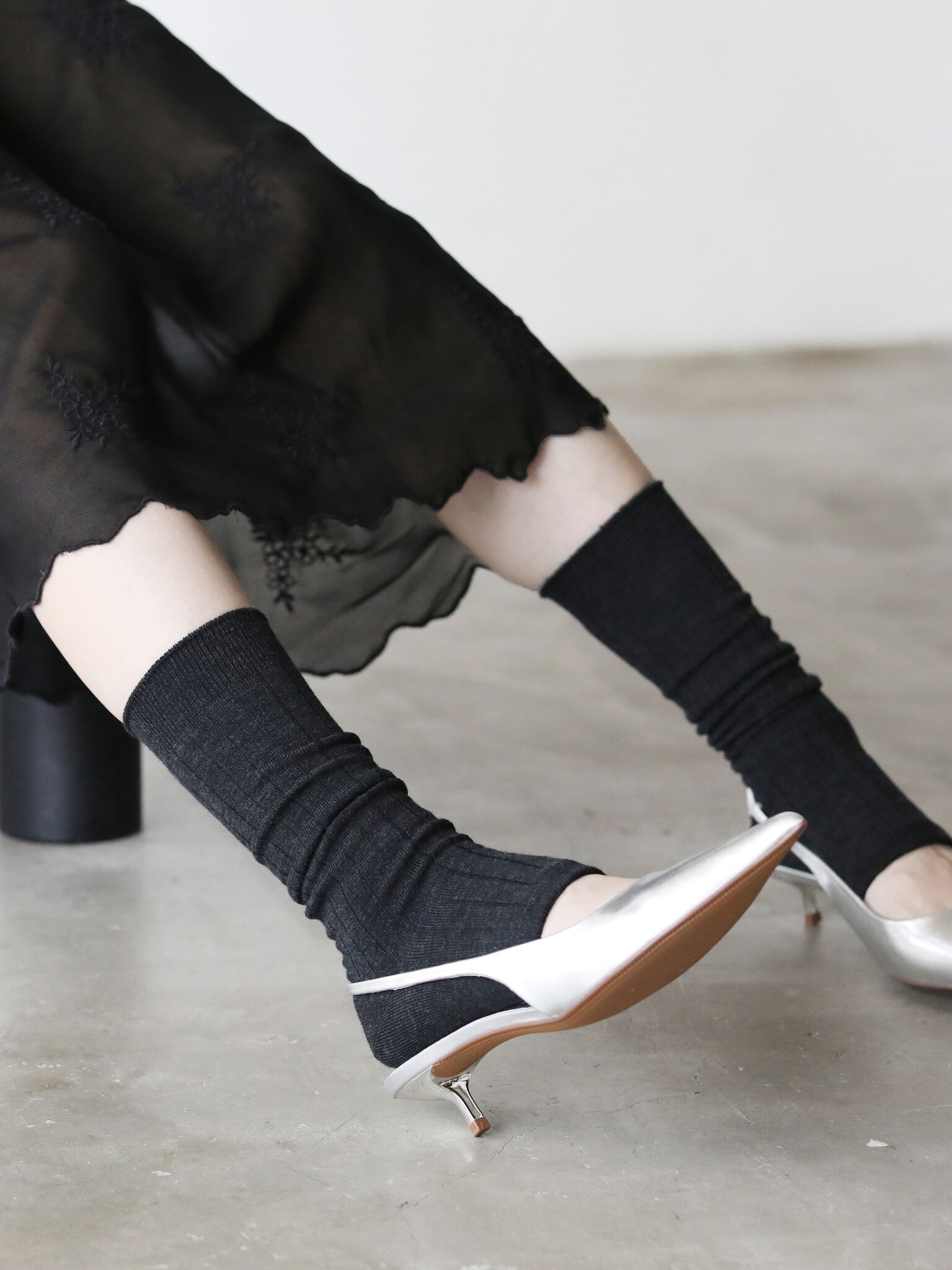 Calzini lunghi fino al ginocchio con punta a coste in Merino Super 120