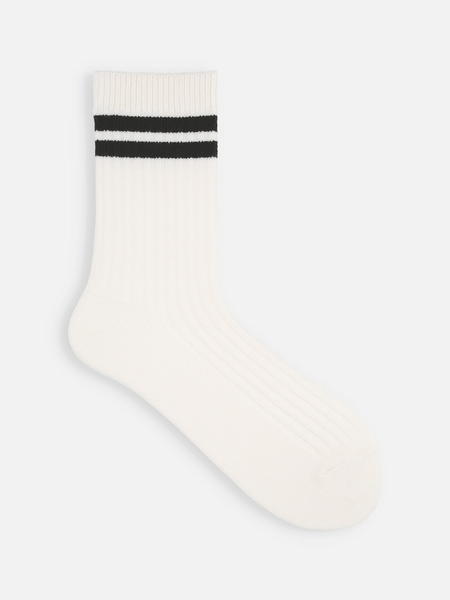 Calcetín de canalé de dos rayas hasta media pantorrilla 96N