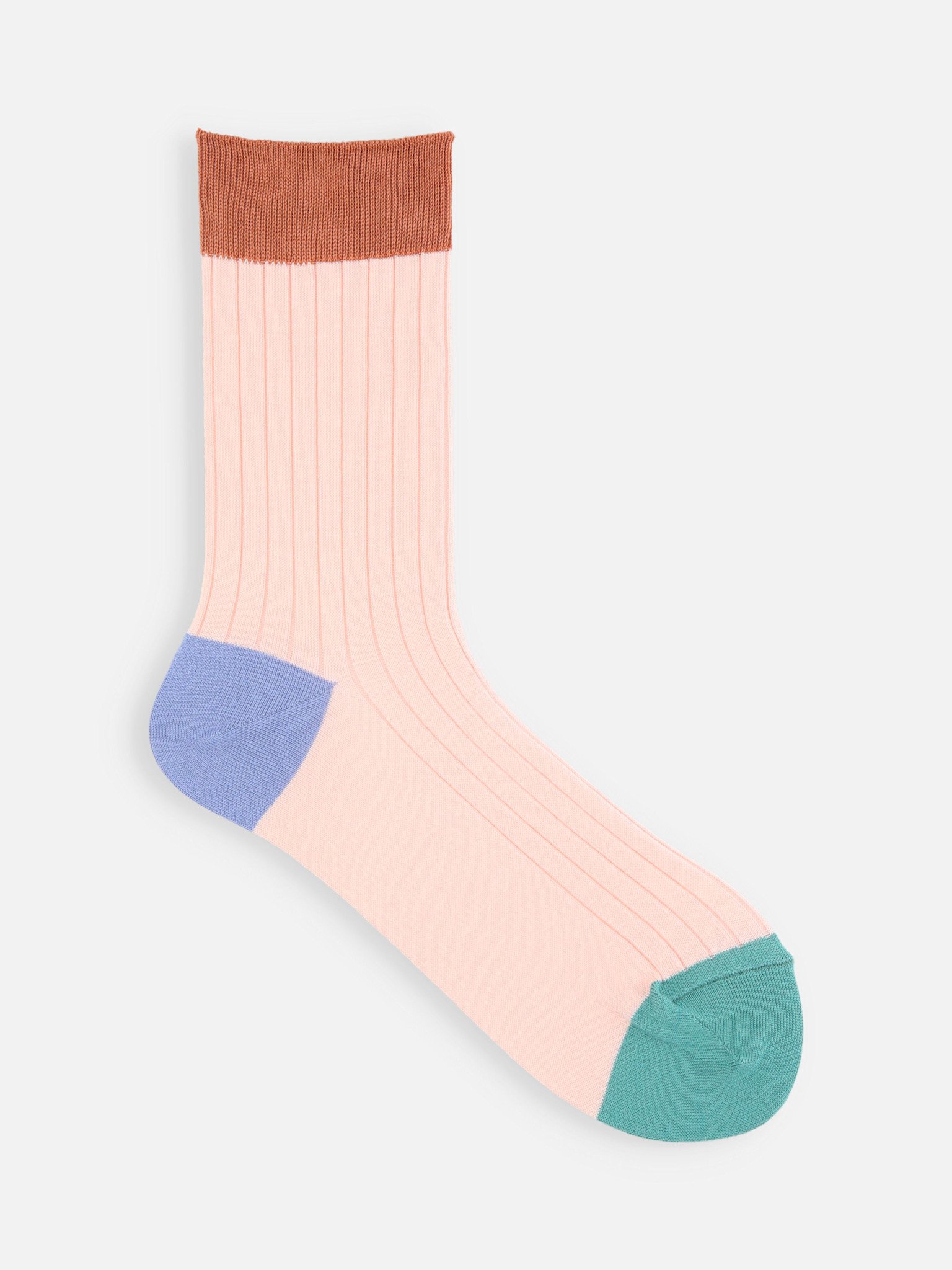 Meias caneladas até o tornozelo 8x2 com punho colorido