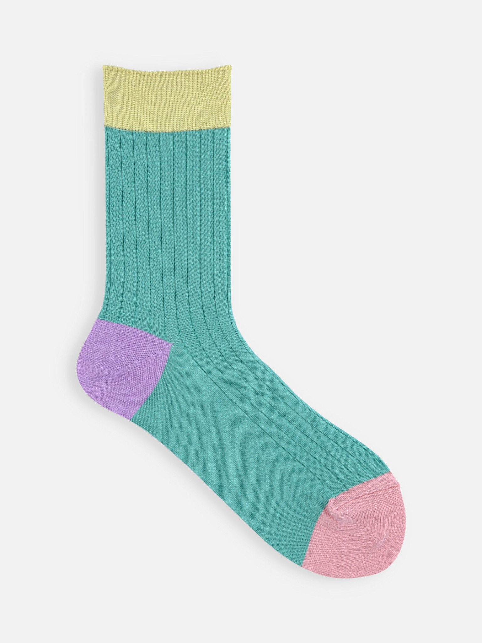 Meias caneladas até o tornozelo 8x2 com punho colorido
