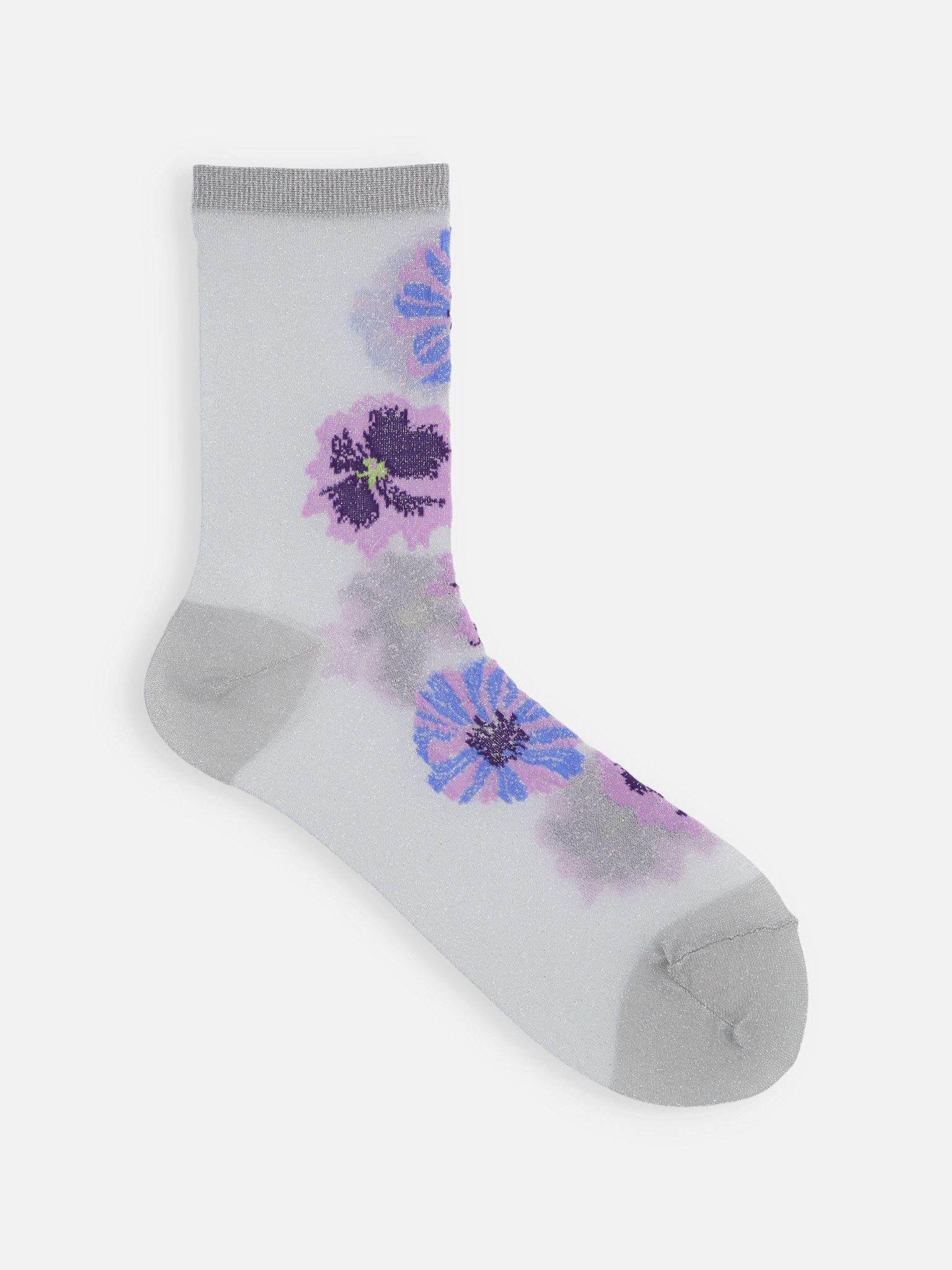 Calzini alla caviglia in lamé trasparente con motivo floreale