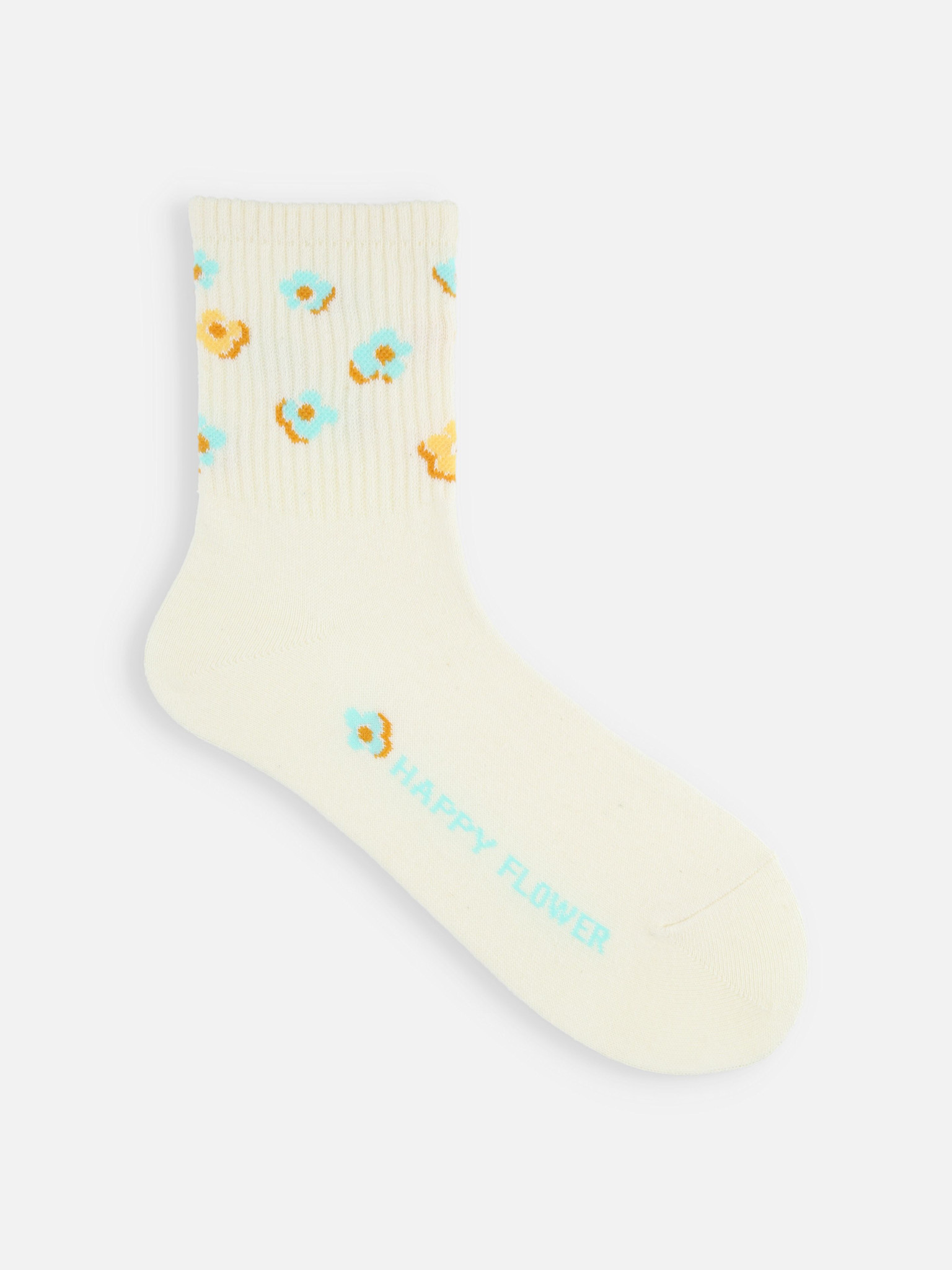 Baumwoll-/Leinen-Socken mit fröhlichem Blumenmuster