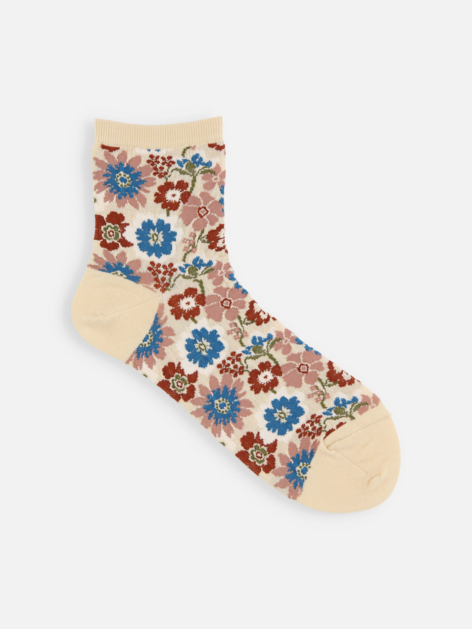 Leichte Knöchelsocken mit Gartenblumenmuster