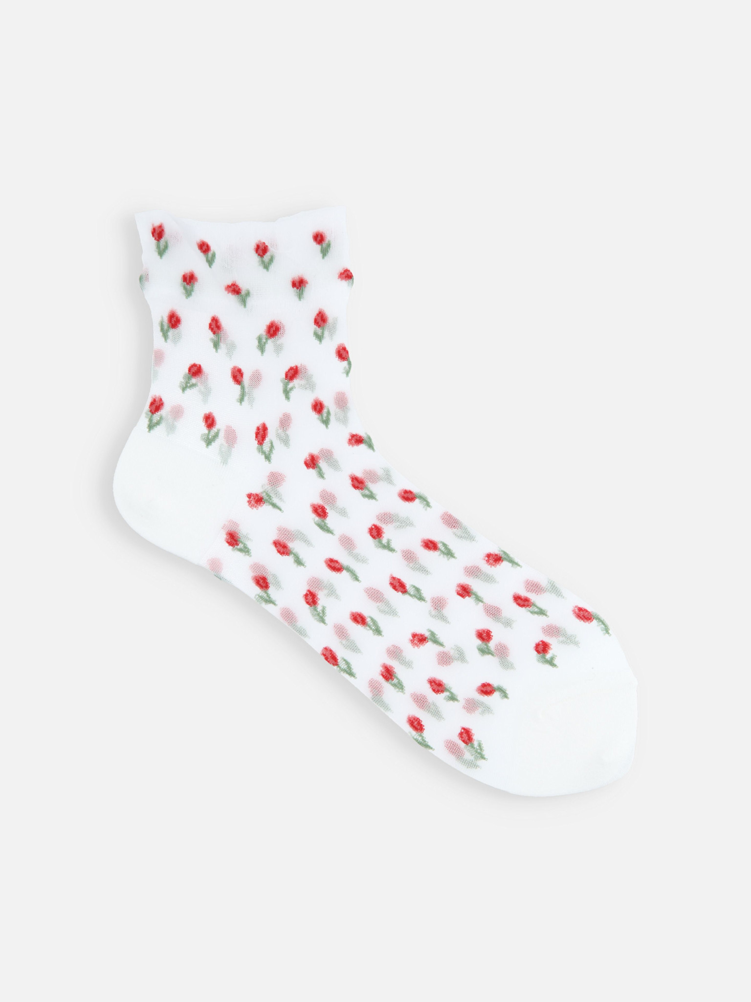 Knöchelsocken mit Tulpenmuster aus Tüll