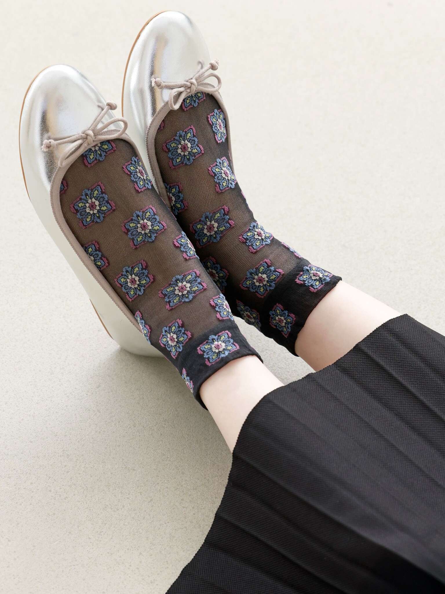 Knöchelsocken mit Tüll-Fliesenmuster