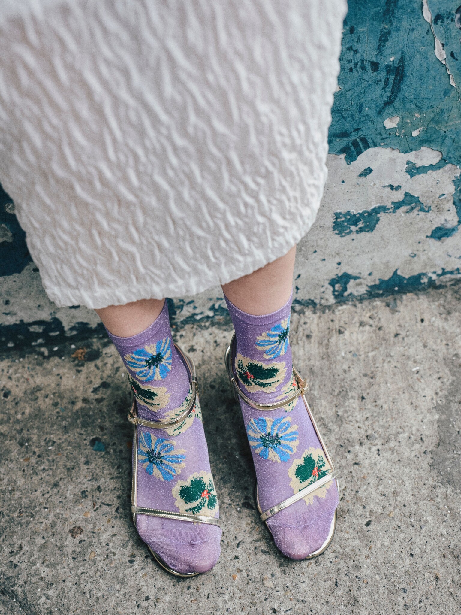Transparente Glitzerblumen-Socken