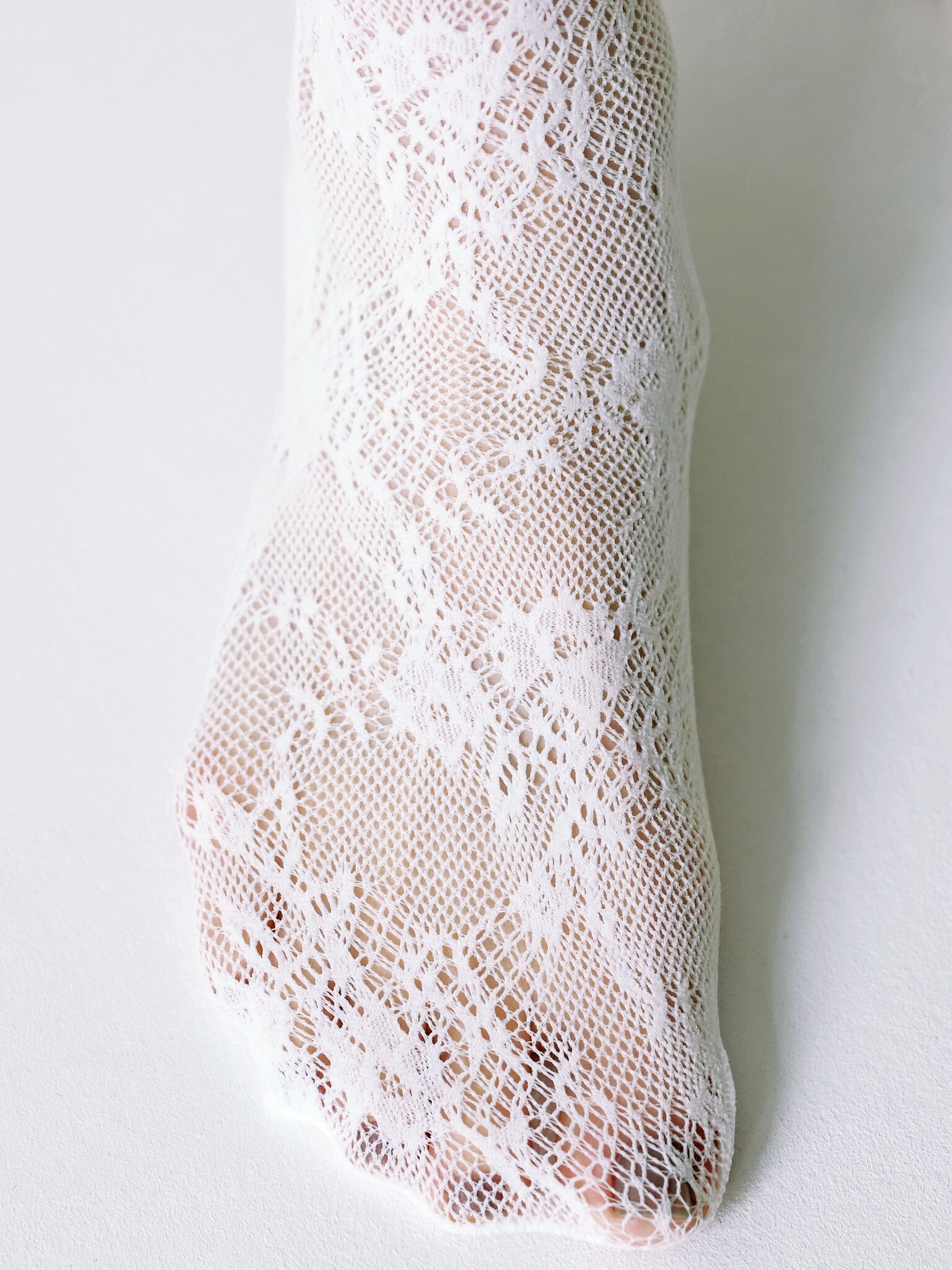 Calças de renda floral Raschel até ao joelho