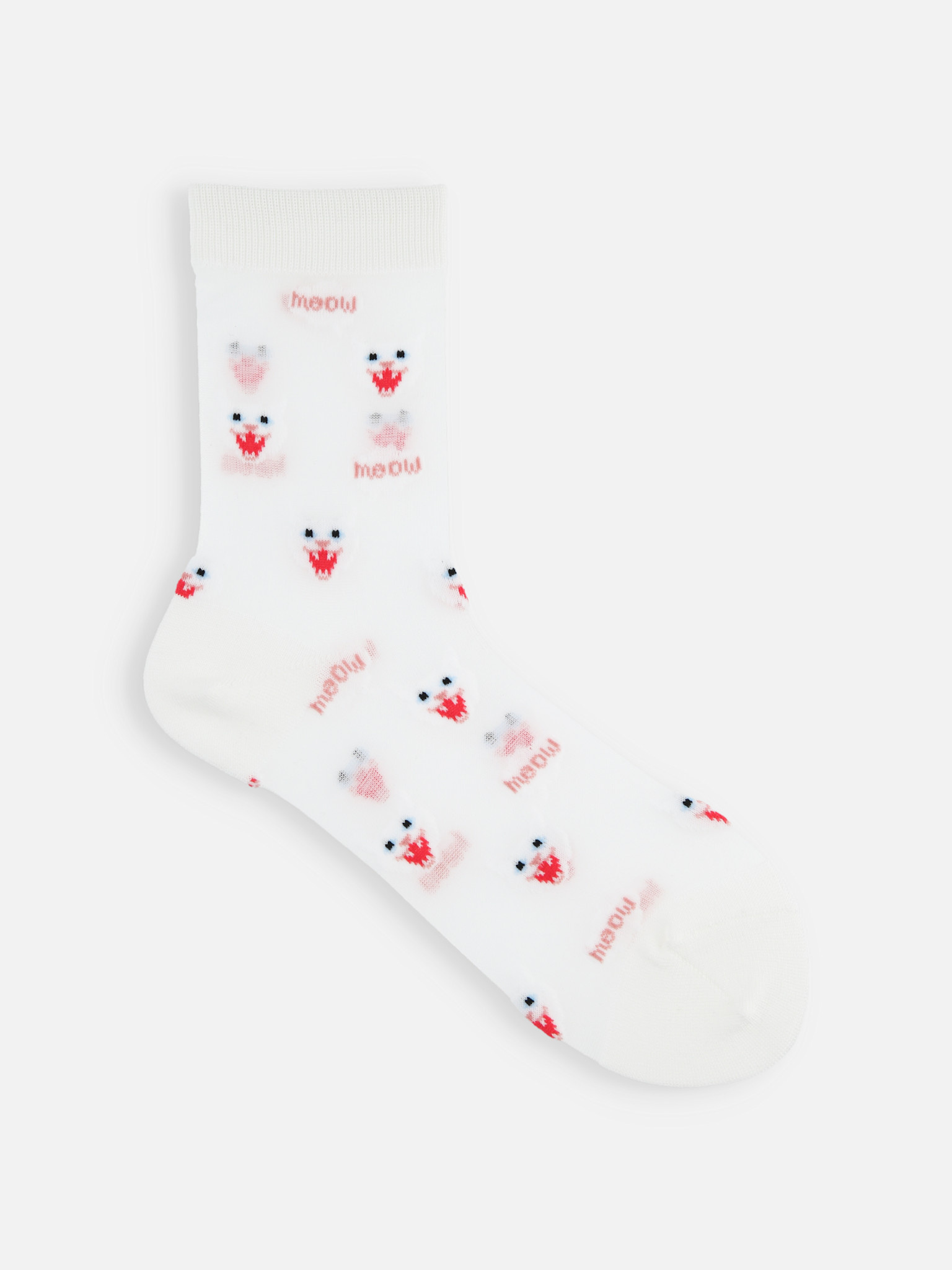 Socquette transparentes motif chat Meow