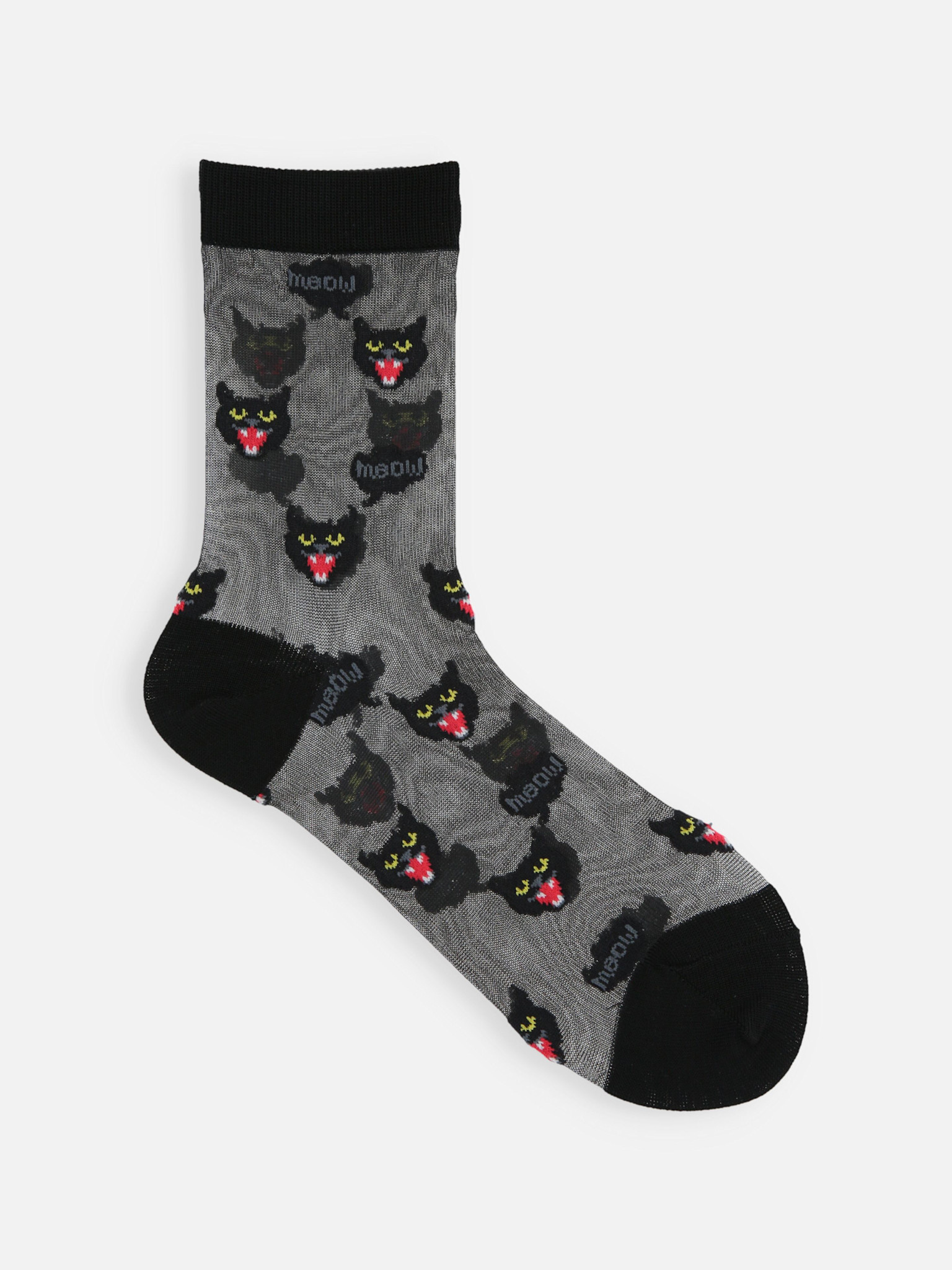 Socquette transparentes motif chat Meow