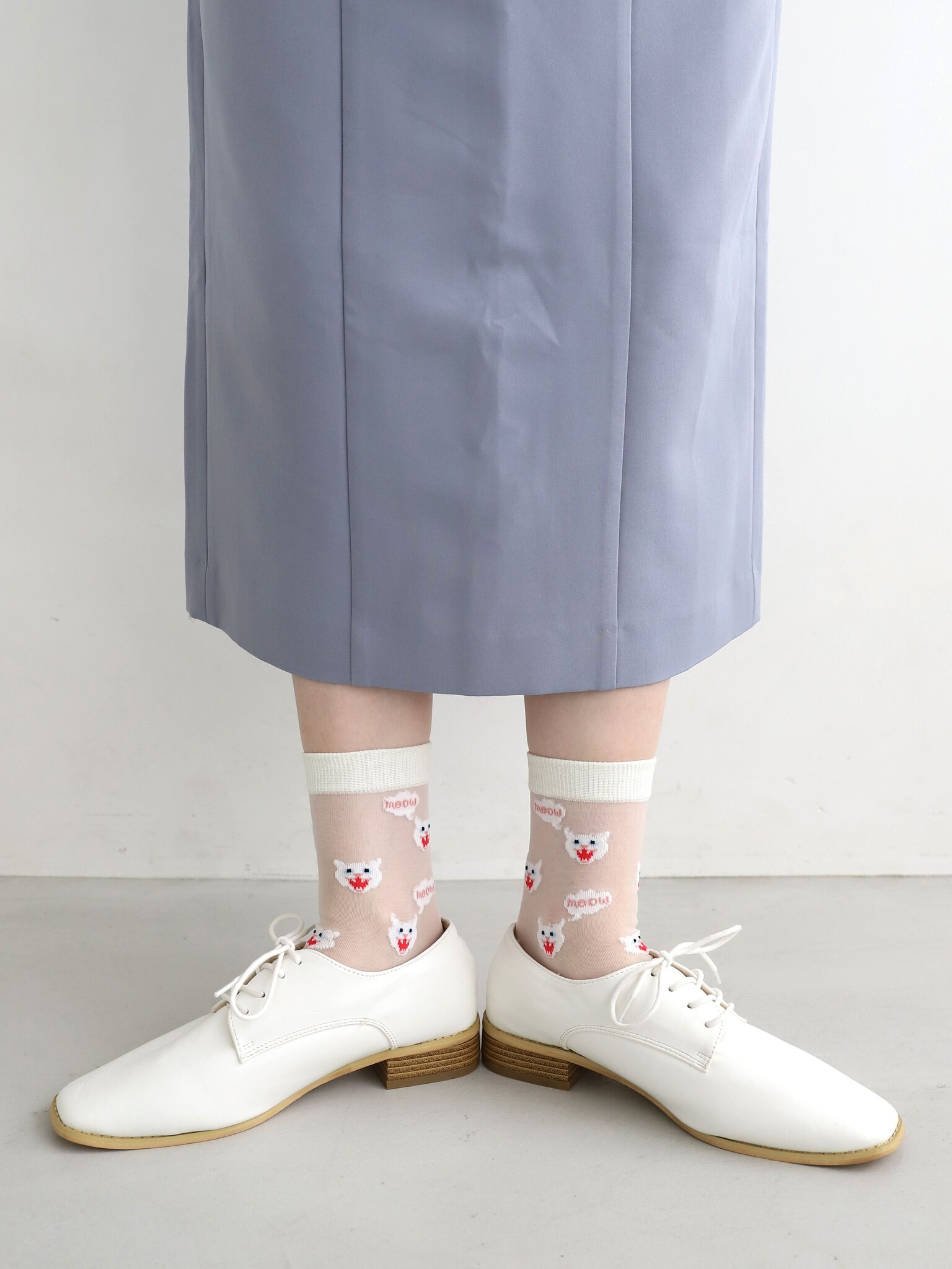 Socquette transparentes motif chat Meow