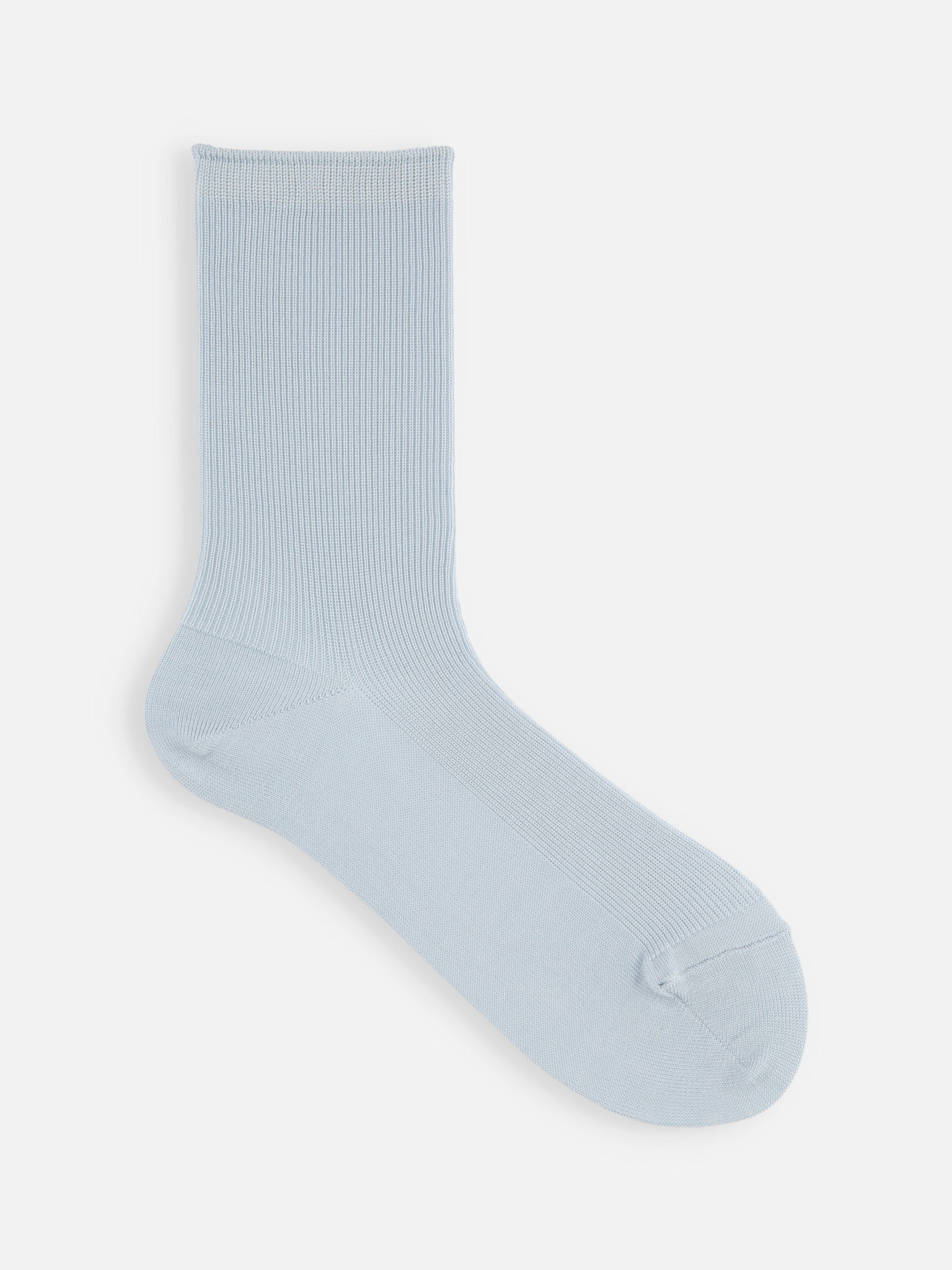 Fine Rib Cotton Low Crew Socks