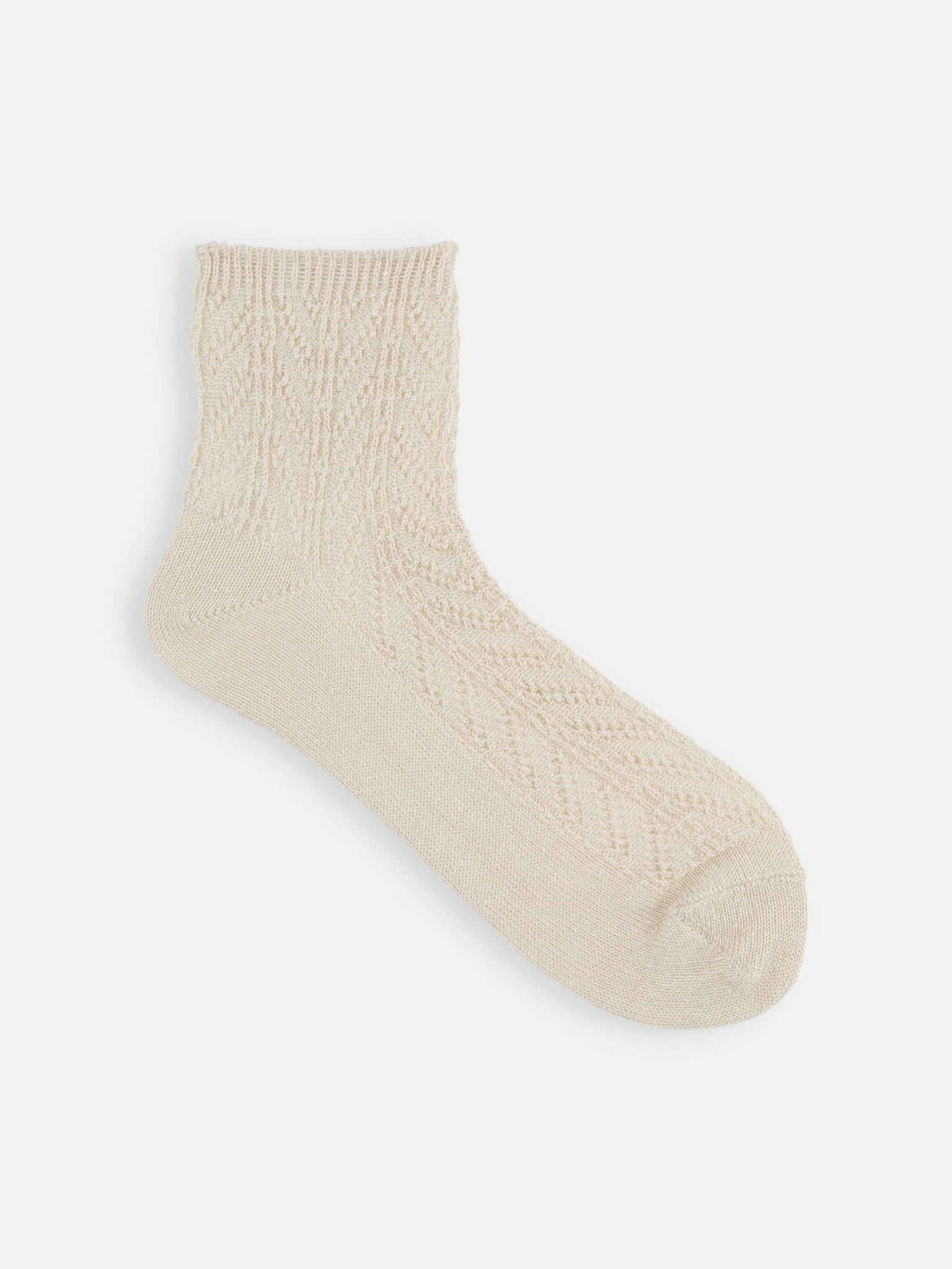 Linnen enkelsokken met visgraatpatroon en mesh