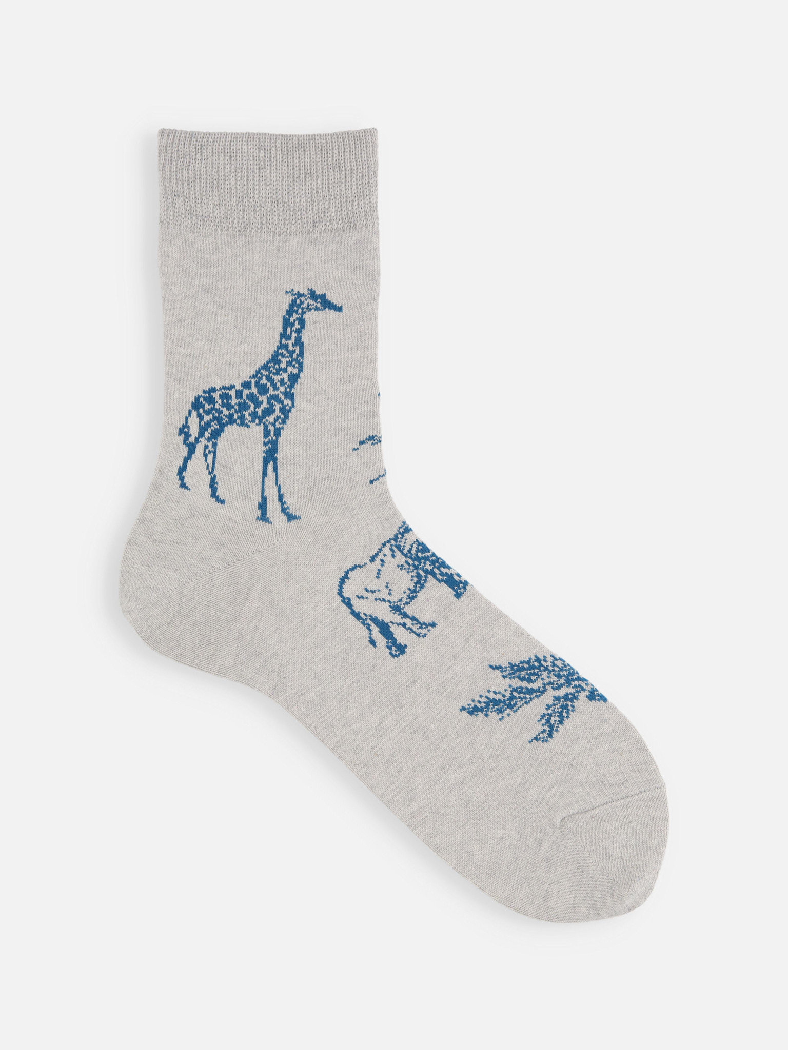 Kurze Socken aus Baumwolle/Leinen mit Safari-Muster