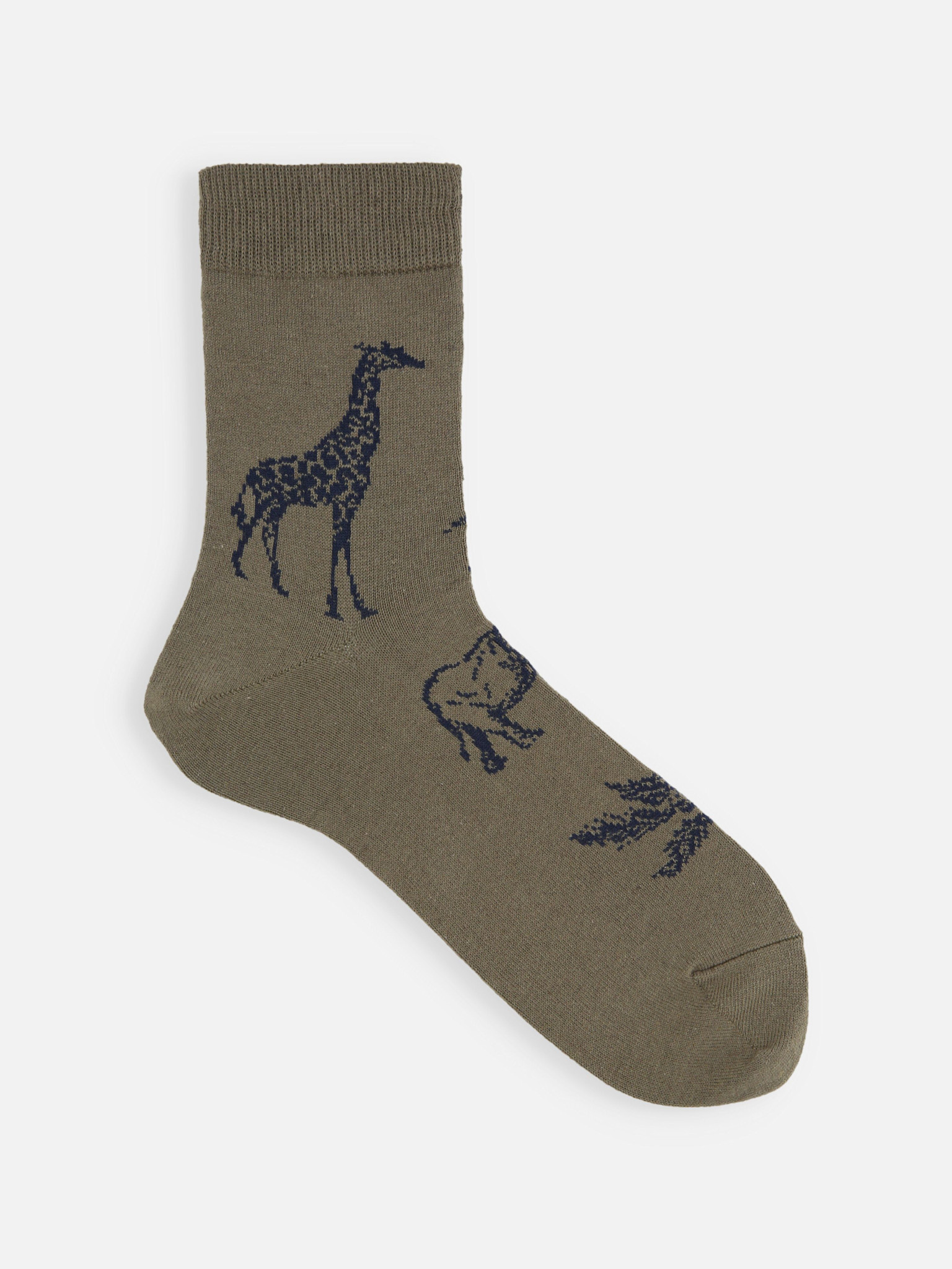 Kurze Socken aus Baumwolle/Leinen mit Safari-Muster