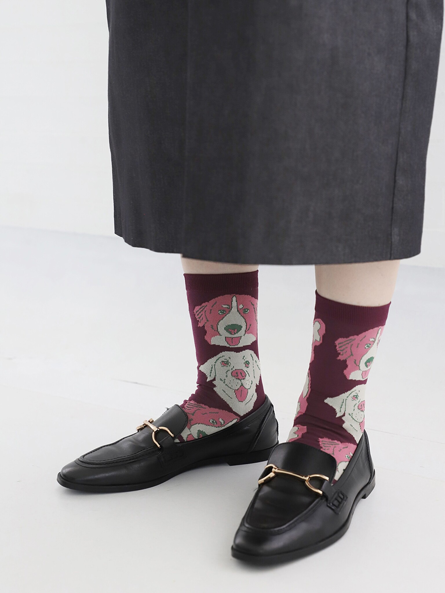 Manga Dog Pattern Crew Socks