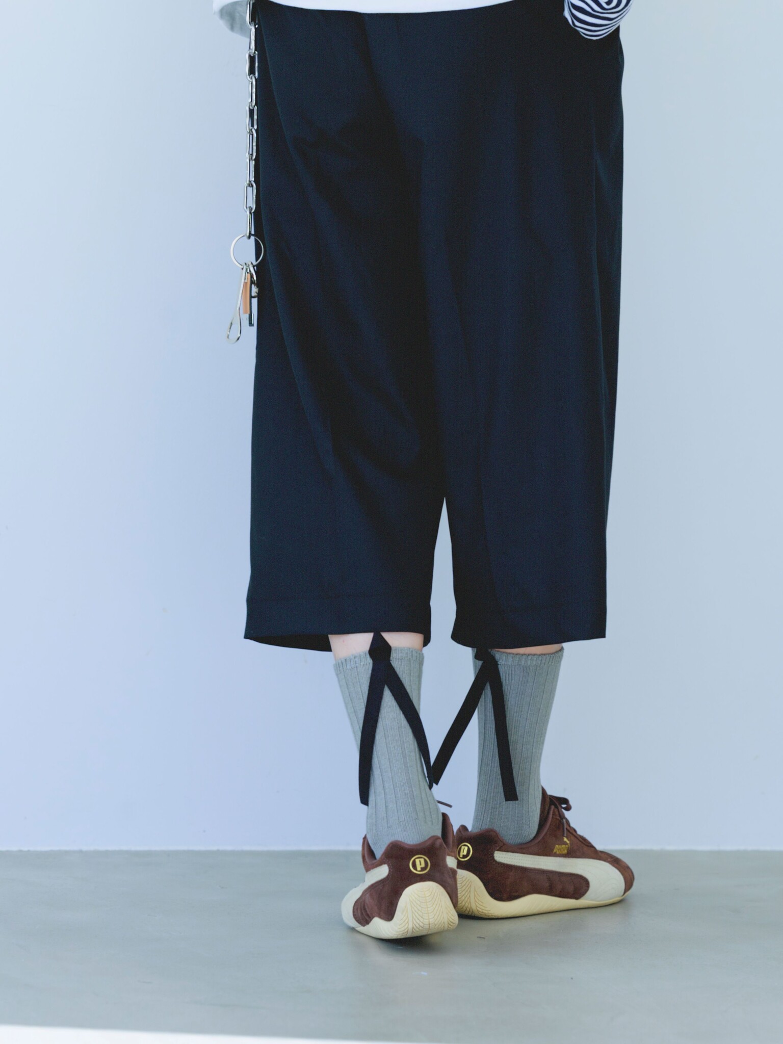 Epyuk Back Ribbon Ribbed Crew Socks