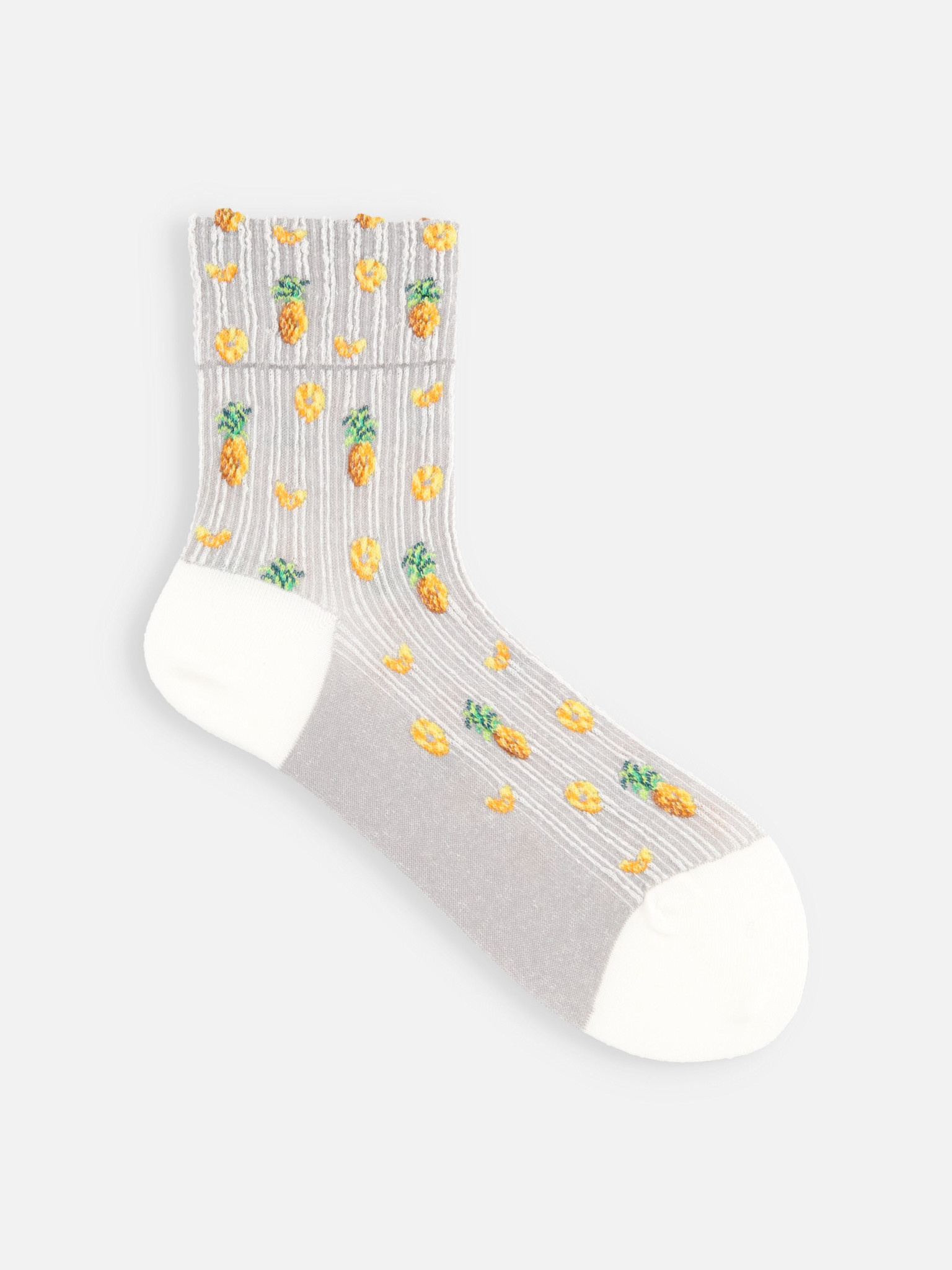 Socquette motif ananas en lin mix