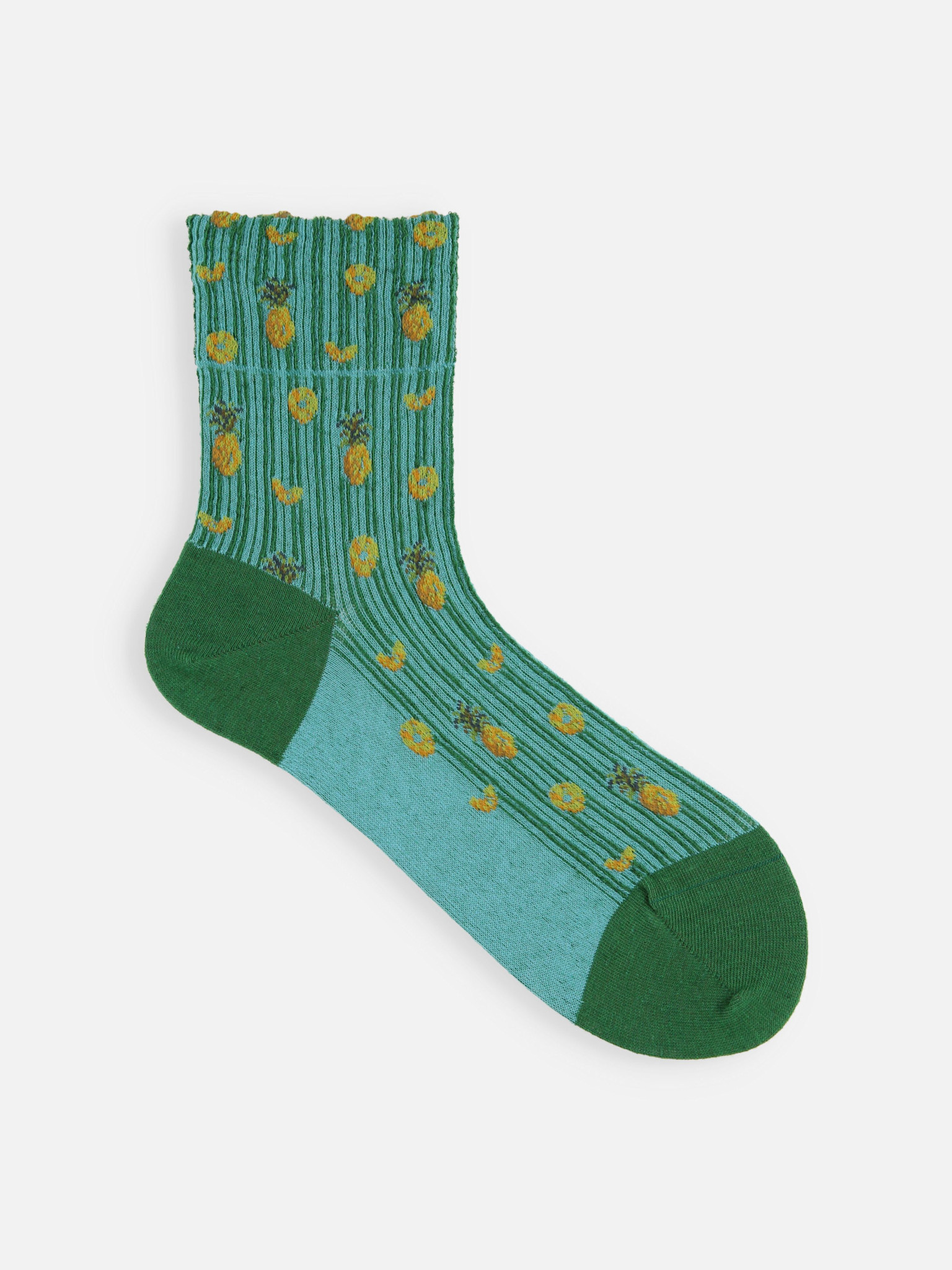 Socquette motif ananas en lin mix